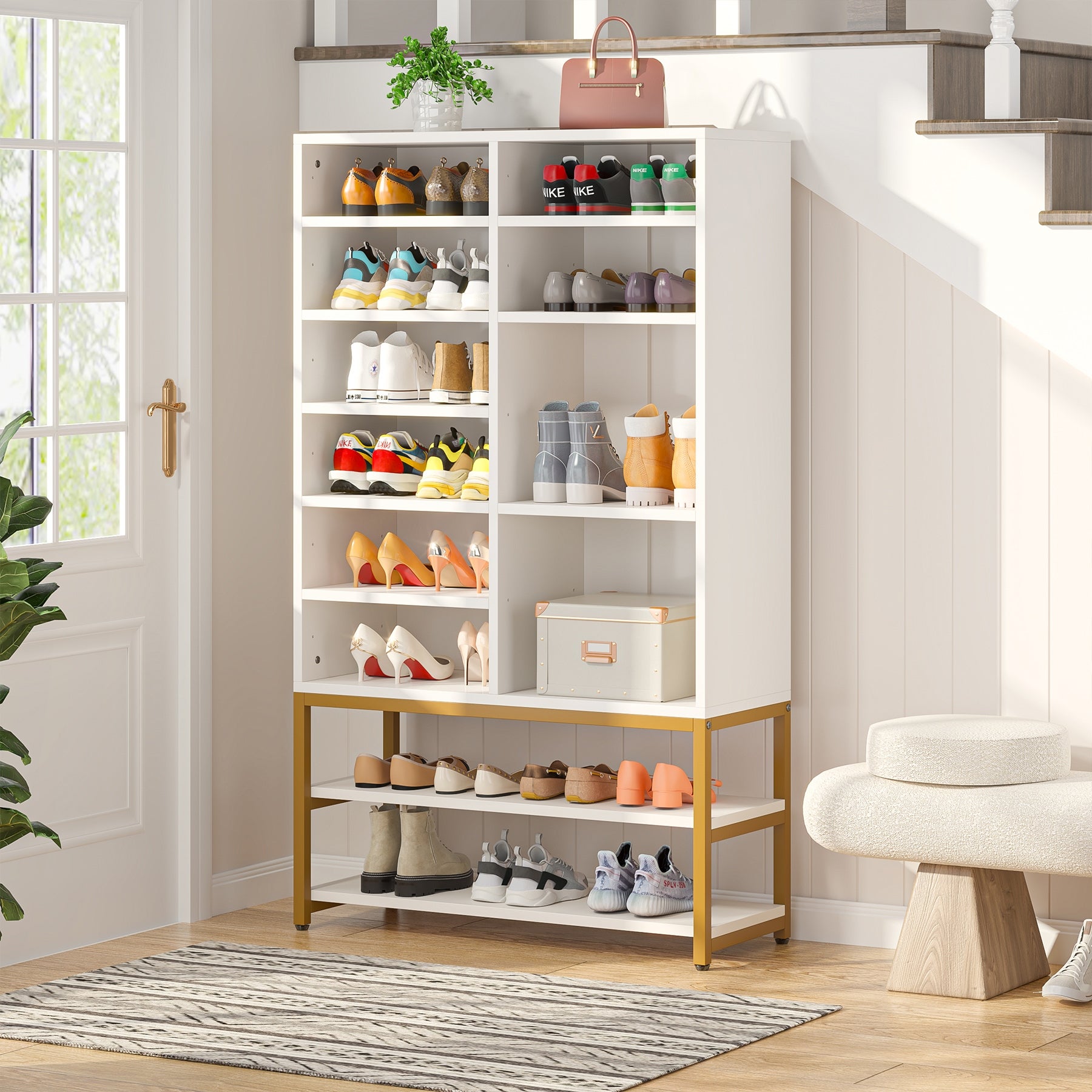 Shoe Cabinet Freestanding Shoe Rack Organizer with 10 Adjustable Compartments for Entryway， Bedroom - - 36983318 - Mycitystee