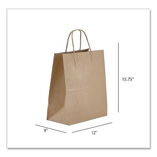 Prime Time Packaging Kraft Paper Bags， Regal， 12 x 9 x 15.75， Natural， 200/Carton (NK12916) - Mycitystee
