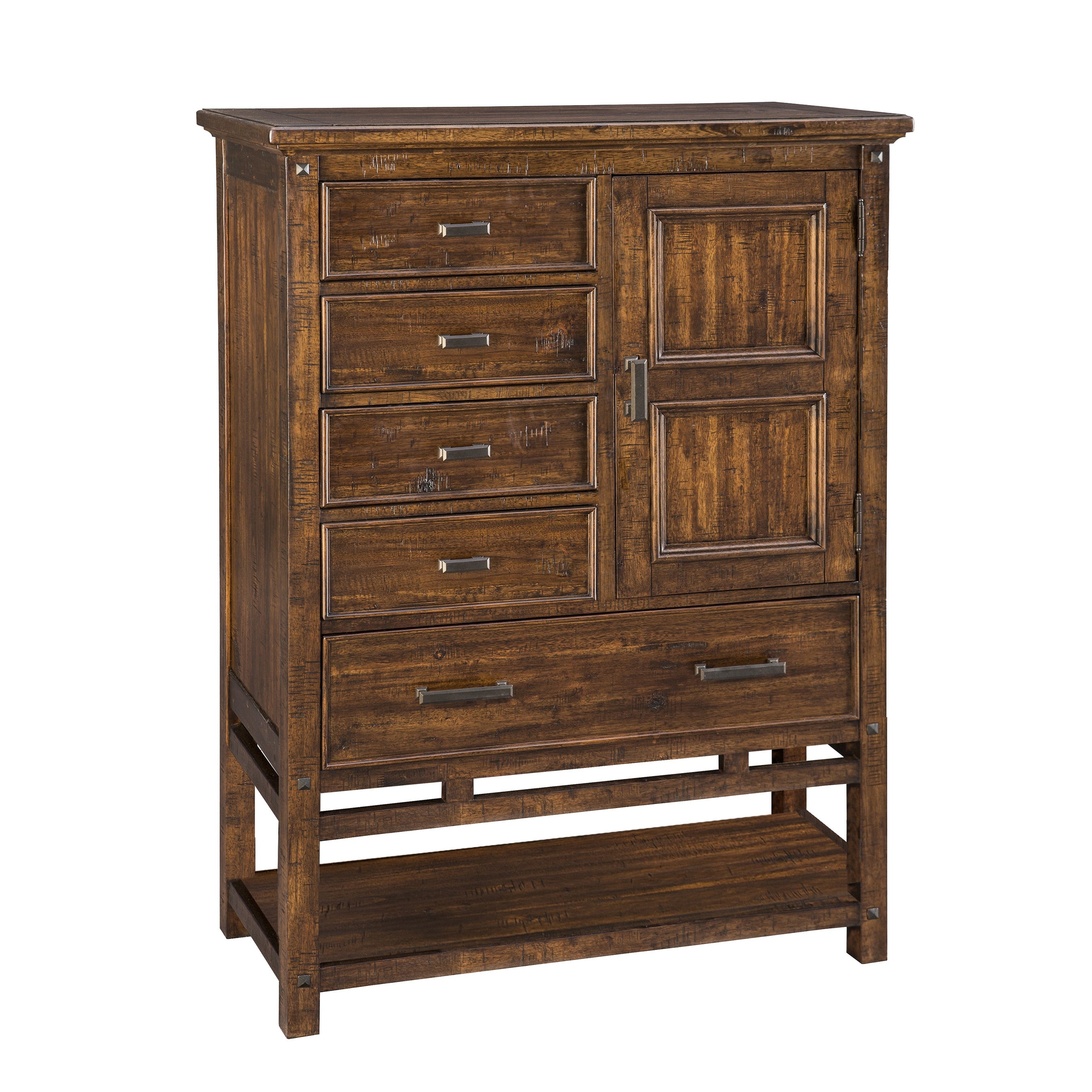 Wolf Creek Rustic Vintage Acacia 5-Drawer/1-Door Chest - - 13004551 - Mycitystee