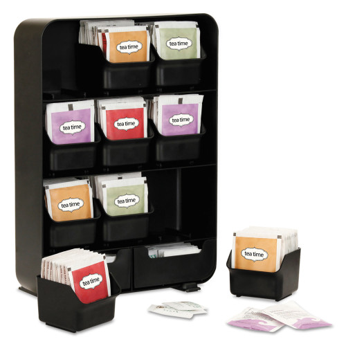 Mind Reader Baggy Nine-Drawer Tea Bag and Accessory Holder， 10.24 x 4.33 x 13.11， Black (TBORGBLK) - Mycitystee