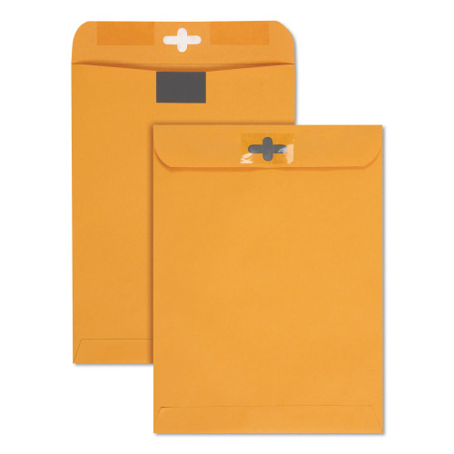 Quality Park Postage Saving ClearClasp Kraft Envelope， #90， Cheese Blade Flap， ClearClasp Closure， 9 x 12， Brown Kraft， 100/Box (43568) - Mycitystee
