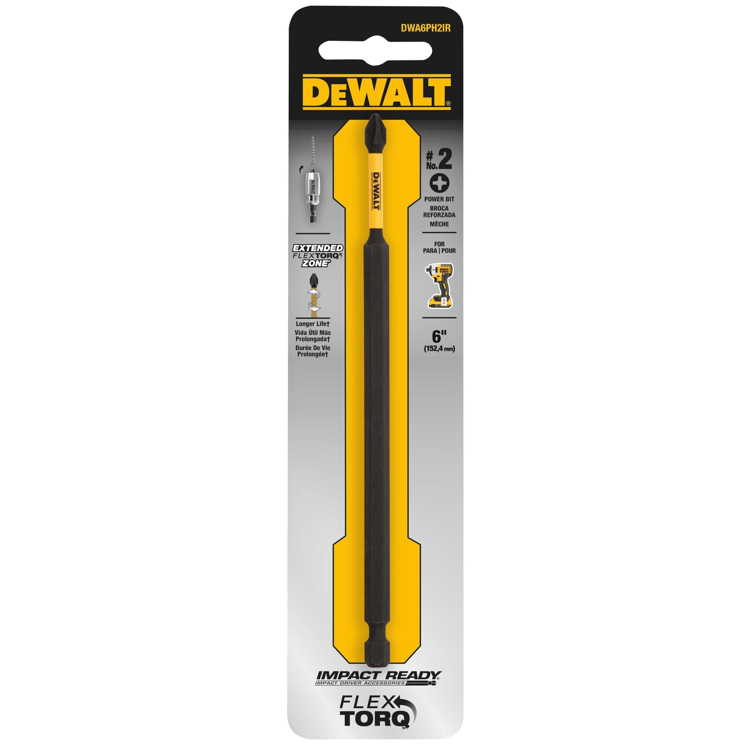 DeWalt Phillips #2 X 6 in. L Screwdriver Bit 1 pc - Mycitystee