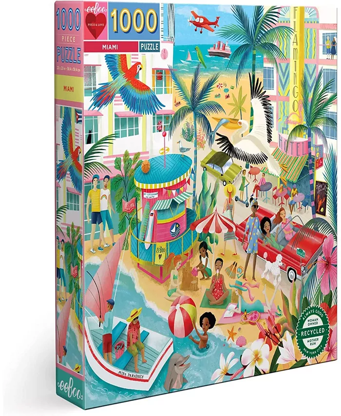 Eeboo Piece and Love Miami 1000 Piece Adult Square Jigsaw Puzzle - Mycitystee