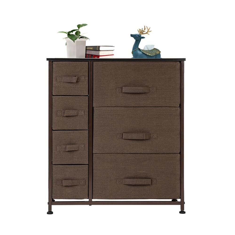 Dresser with 3 Big 4 Small Drawers，Furniture Storage Tower Unit，Brown - - 33169079 - Mycitystee