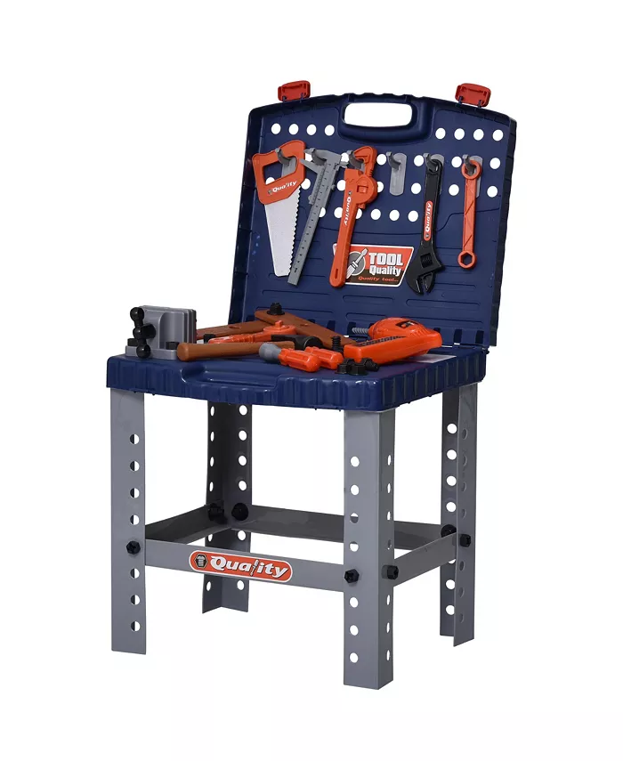 Outsunny 68 Pcs Kids Toy Workbench Set Pretend Play w Electric Drill - Mycitystee