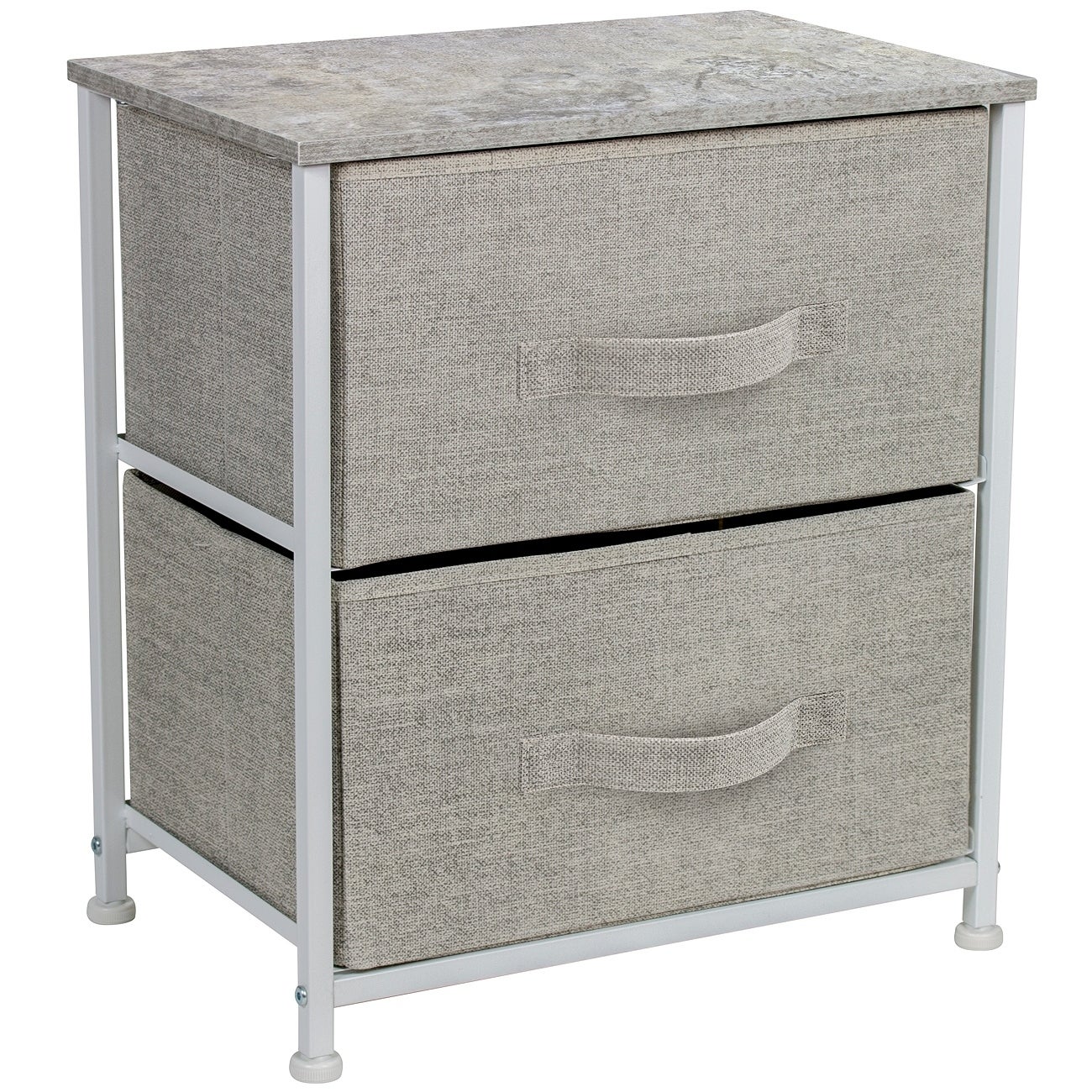 2 Drawer Nightstand Dresser Organizer Steel Frame Wood Top Fabric Bins - - 30821829 - Mycitystee