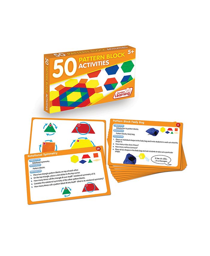 Junior Learning 50 Pattern Block Activities Learning Set - Mycitystee