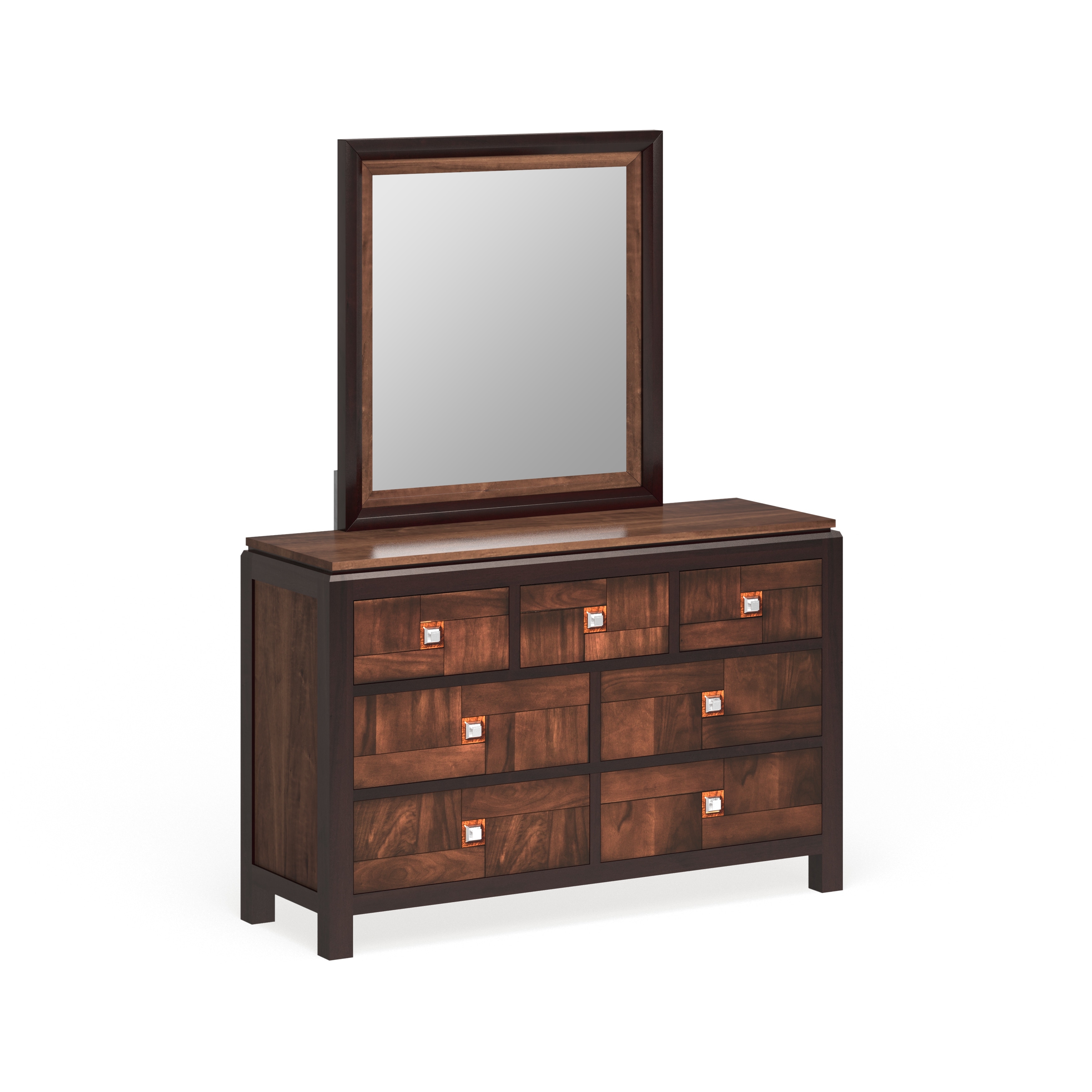 Furniture of America Zuza Walnut 2-piece Dresser and Mirror Set - - 20831082 - Mycitystee