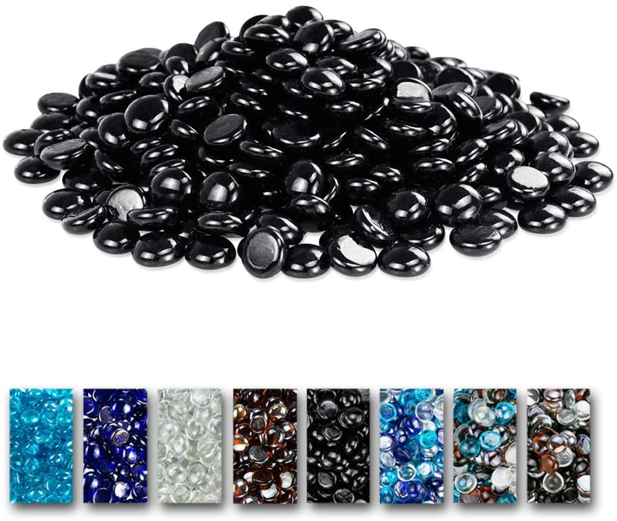 1/2'' Patio Heaters Black Fire Glass Beads Reflective Tempered Fire Rocks Beads for Fire Pits, Fireplace and Fire Bowl10 LBS - Mycitystee