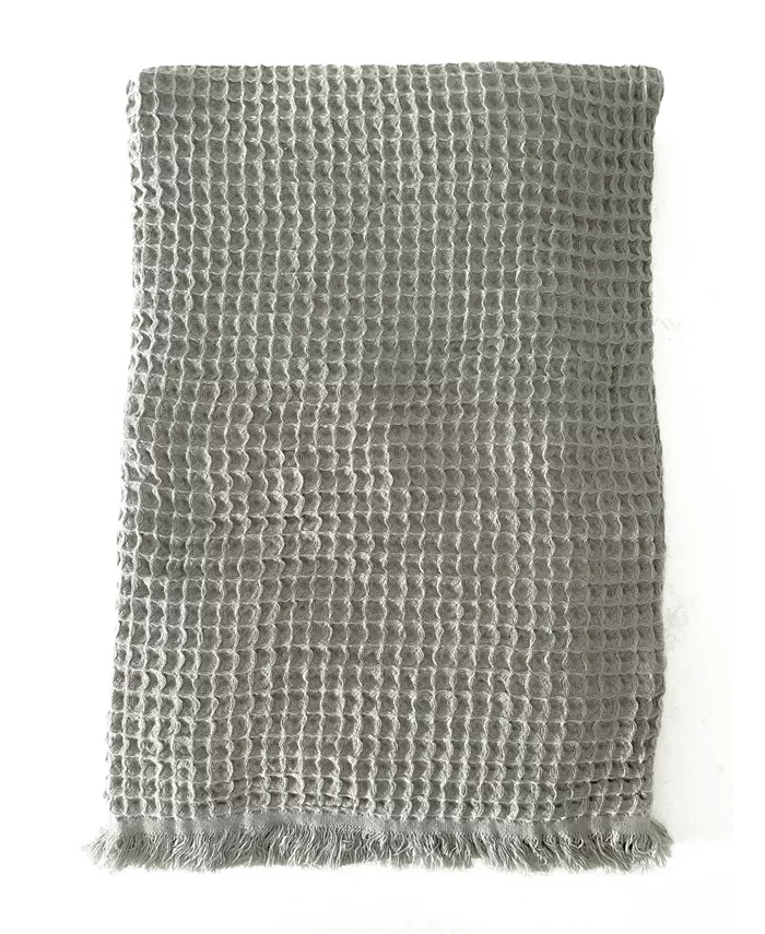 Anaya Home Olive Grey Turkish Cotton Waffle Throw Blanket 50x70 - Mycitystee