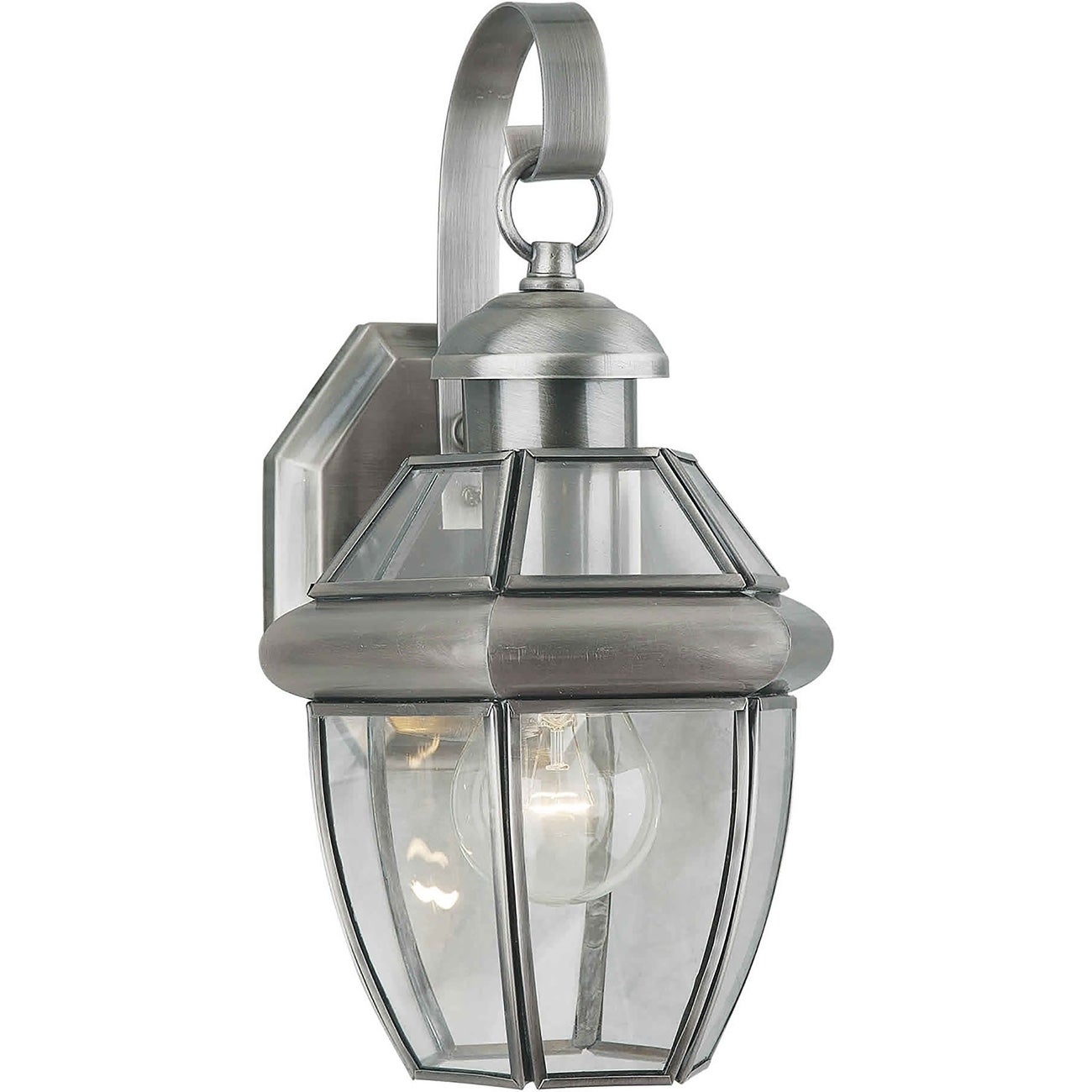 1-Light Antique Pewter Outdoor Wall Lantern with Clear Beveled Glass Panels Shopping - The Best Deals on Outdoor Wall Lanterns | 33520370 - Mycitystee