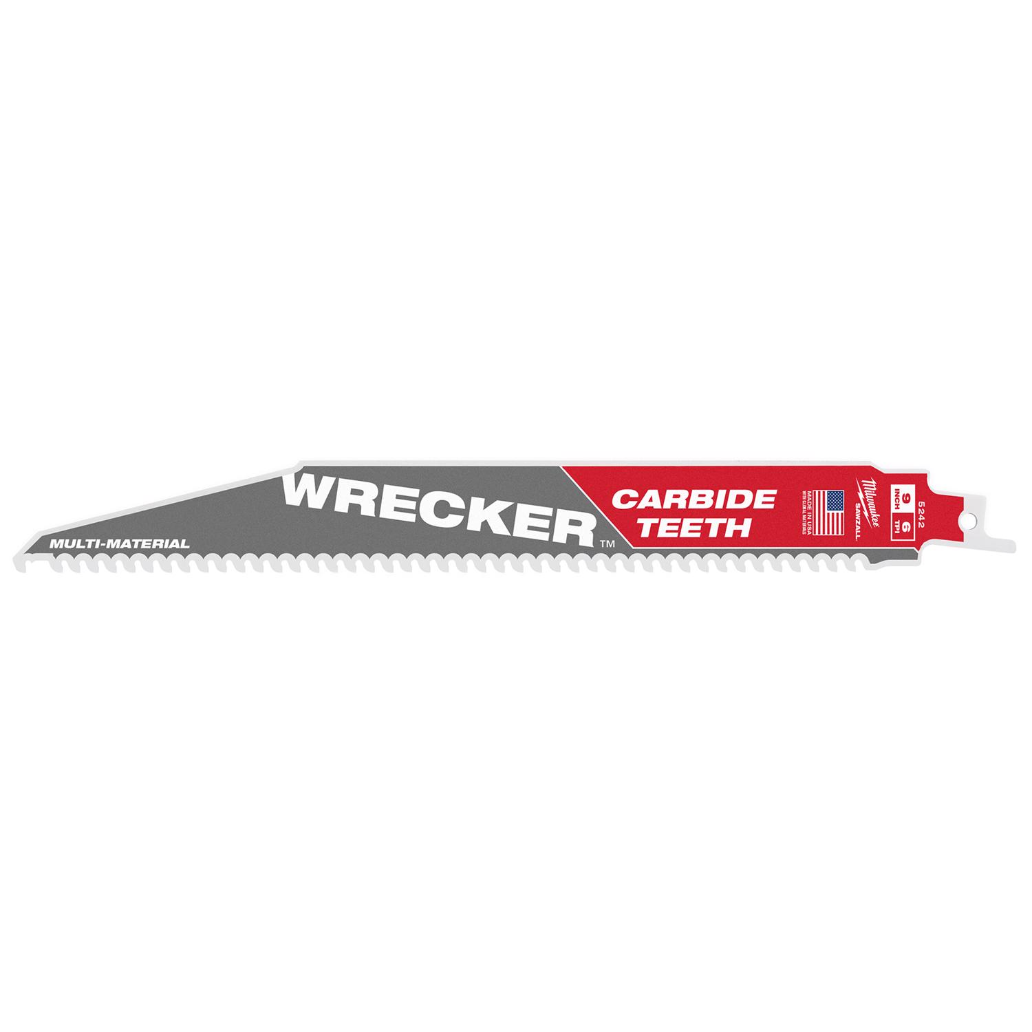 Milwaukee Wrecker 9 in. Carbide Tipped Reciprocating Saw Blade 6 TPI 1 pk - Mycitystee