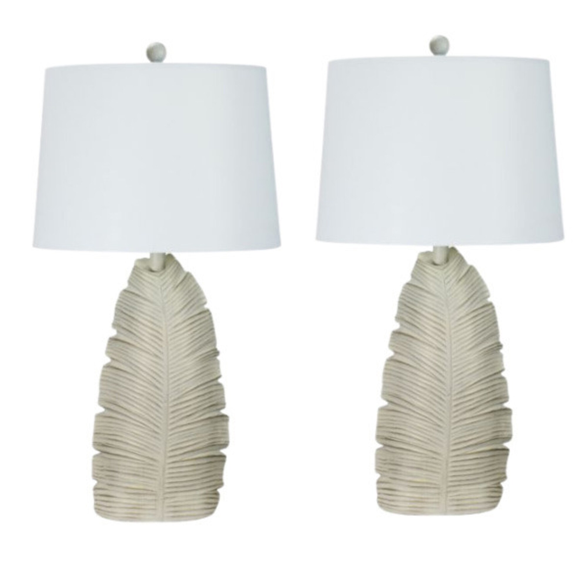 Pair of 28.5in Casual White Resin Table Lamp with Decorator Shade - Mycitystee