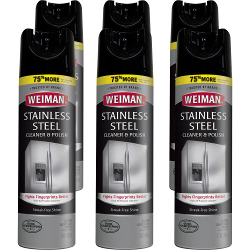 WEIMAN Stainless Steel Cleaner and Polish， 17 oz Aerosol， 6/Carton (49CT) - Mycitystee