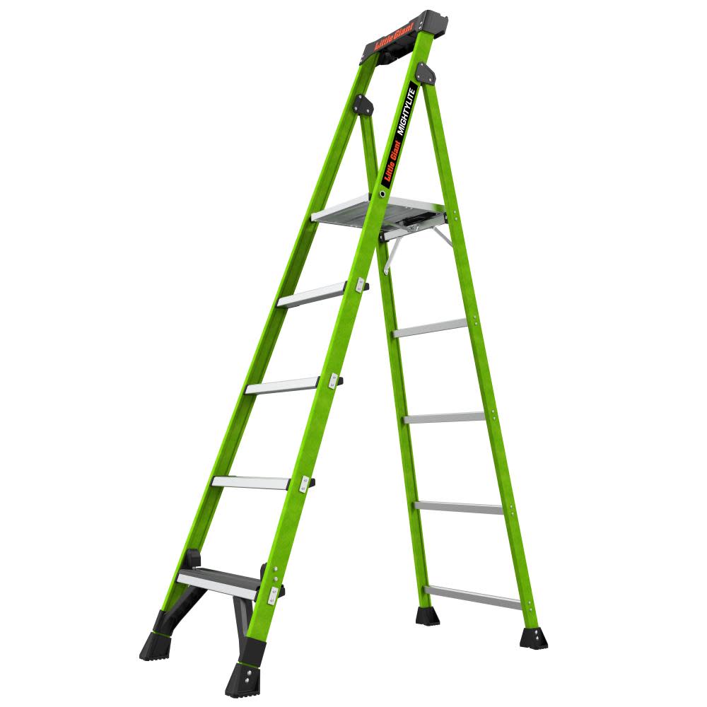 Mighty Lite, 7' Model - ANSI Type IAA - 375 lb Rated, Fiberglass Stepladder with Ground Cue - Mycitystee