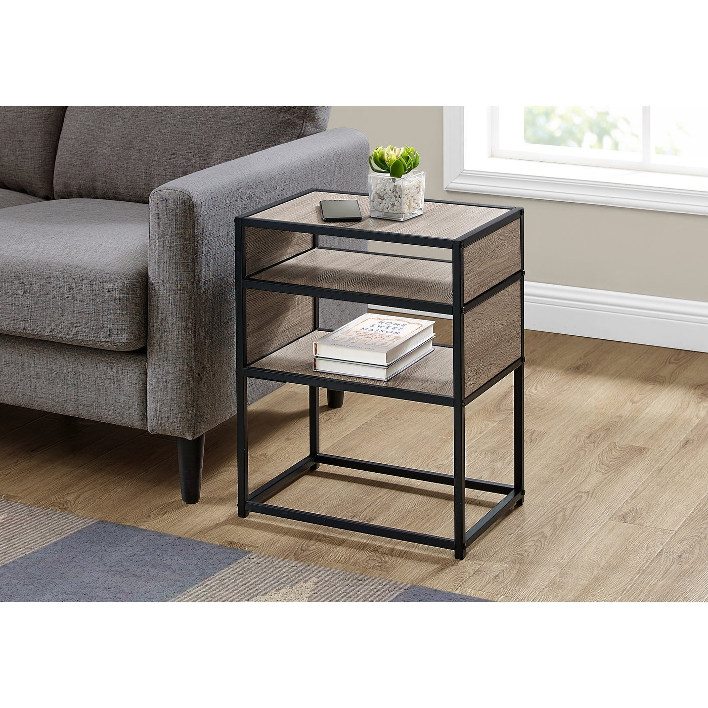 Dark Taupe 22-inch Wood-look Finish 3-Tier Accent Table - Mycitystee