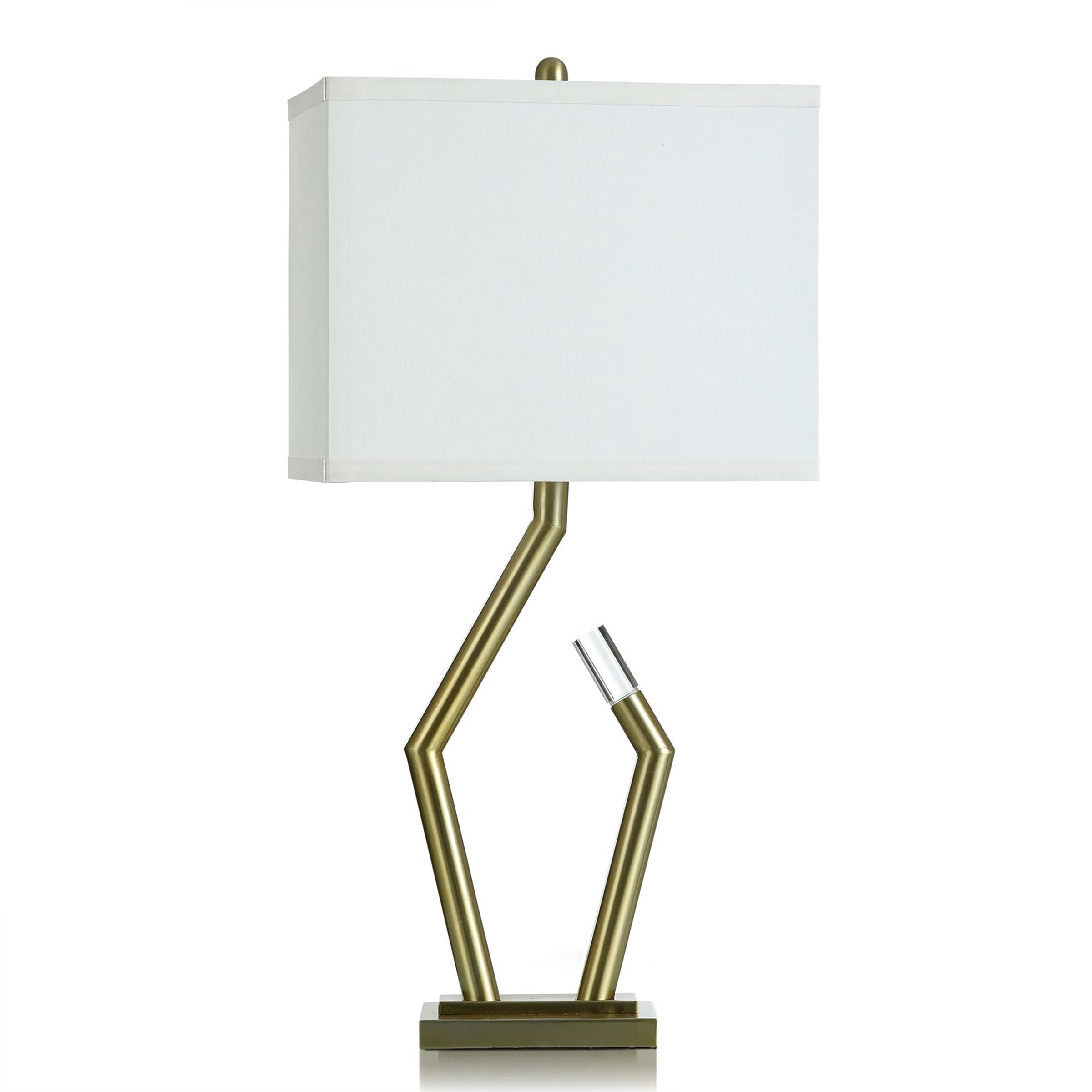 Steel and Clear Acrylic Table Lamp with LED - Antique Brass - 5