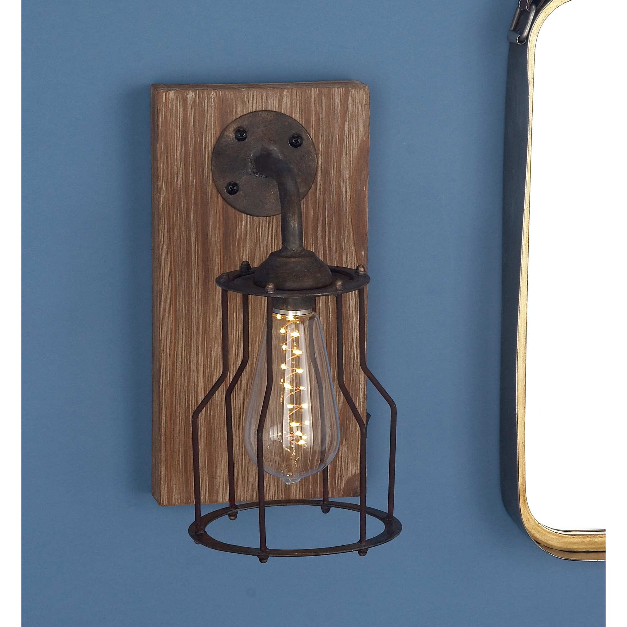 Brown Iron Industrial Wall Sconce - 11