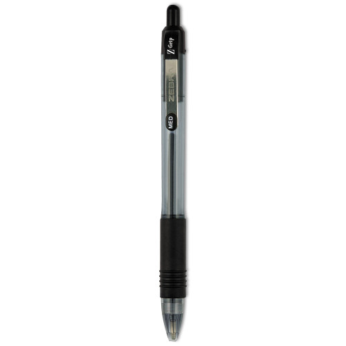 Zebra Z-Grip Retractable Ballpoint Pen， Medium 1mm， Black Ink， Clear Barrel， Dozen (22210) - Mycitystee