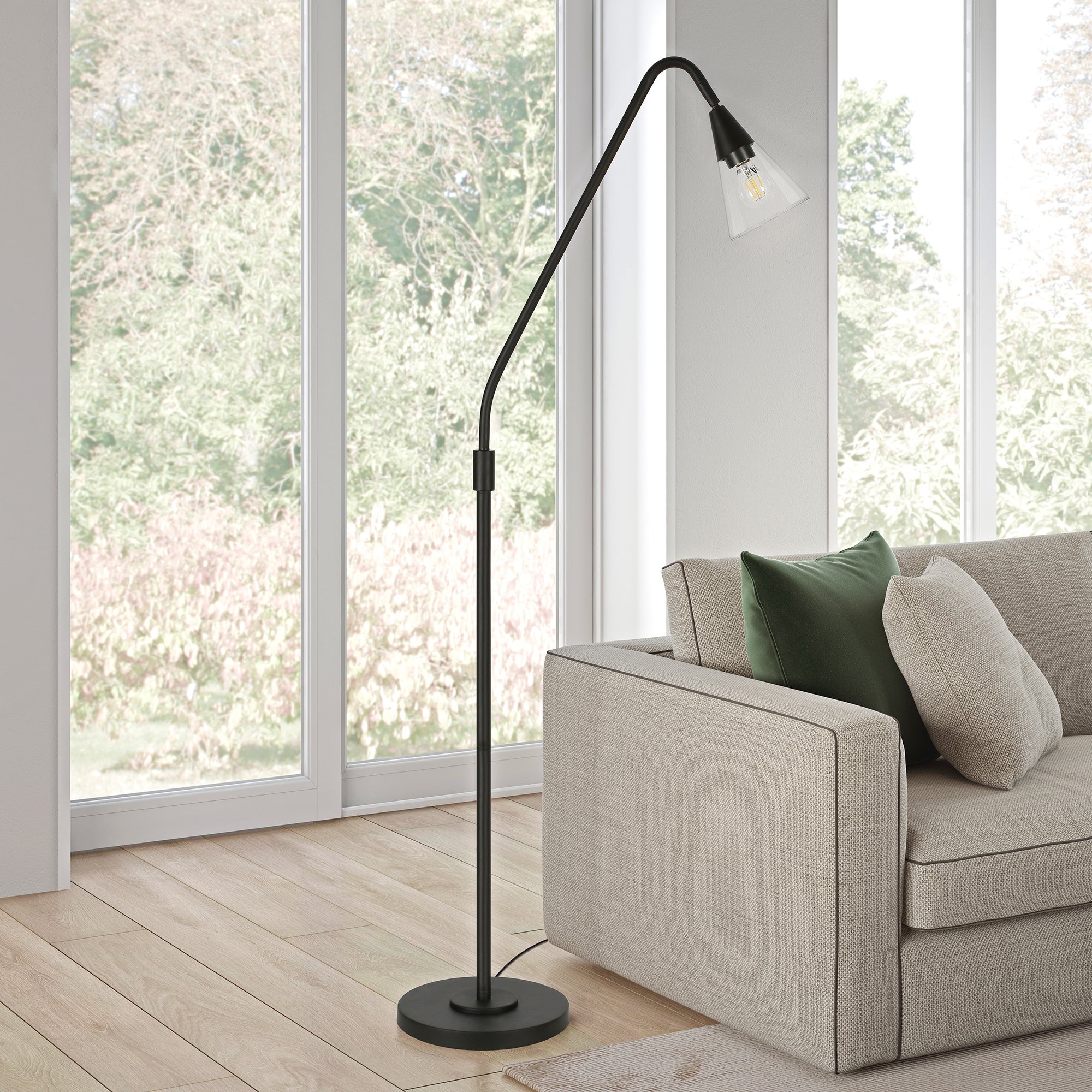 Challice Blackened Bronze Arc Floor Lamp - Mycitystee