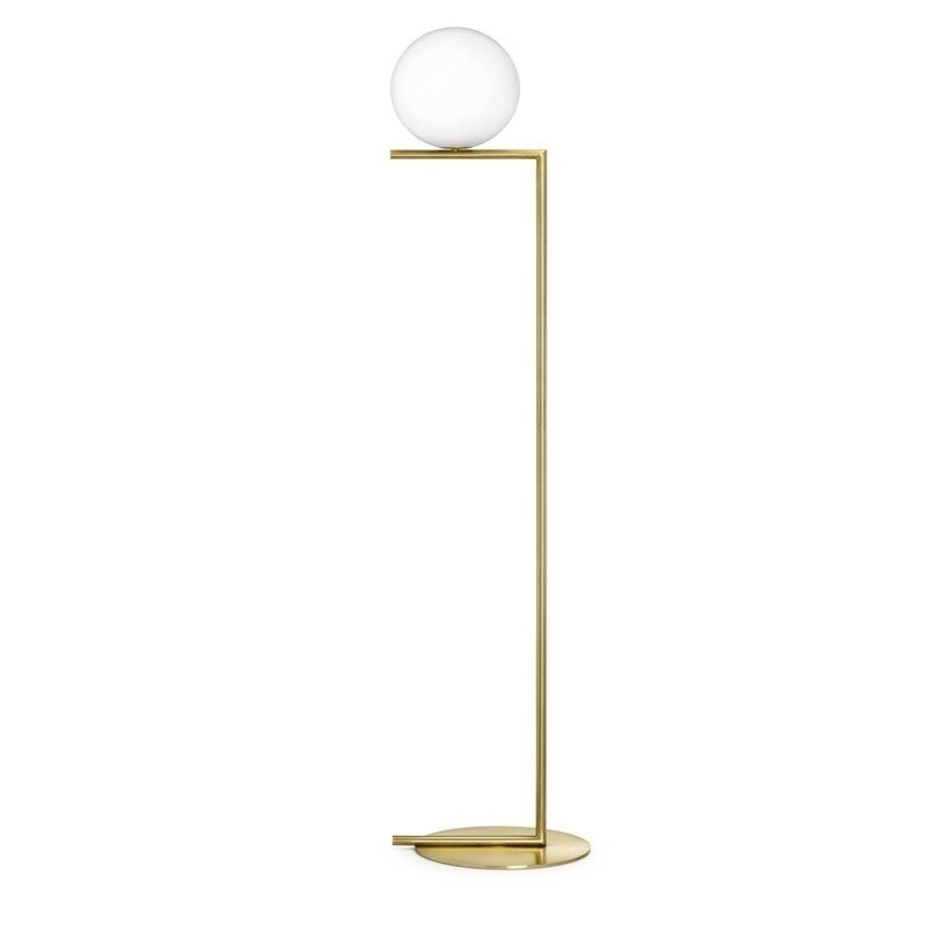 Modern Floor Lamp made of Gold Metal and Glass - Mycitystee