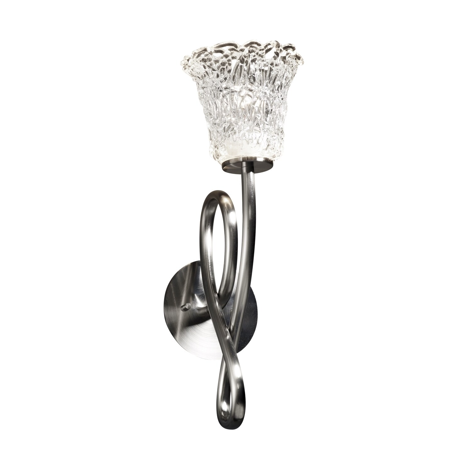 Justice Design Veneto Luce Capellini 1-light Brushed Nickel Wall Sconce， Lace Round Flared Shade - Mycitystee