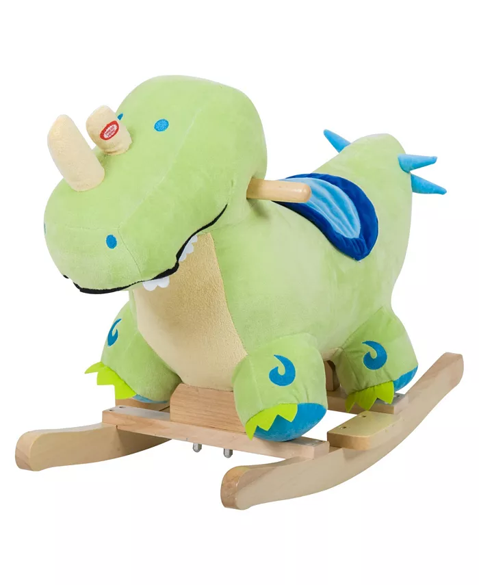 Qaba Kids Plush Ride-On Toy Rocking Horse Dinosaur Baby Animal Rocker - Mycitystee