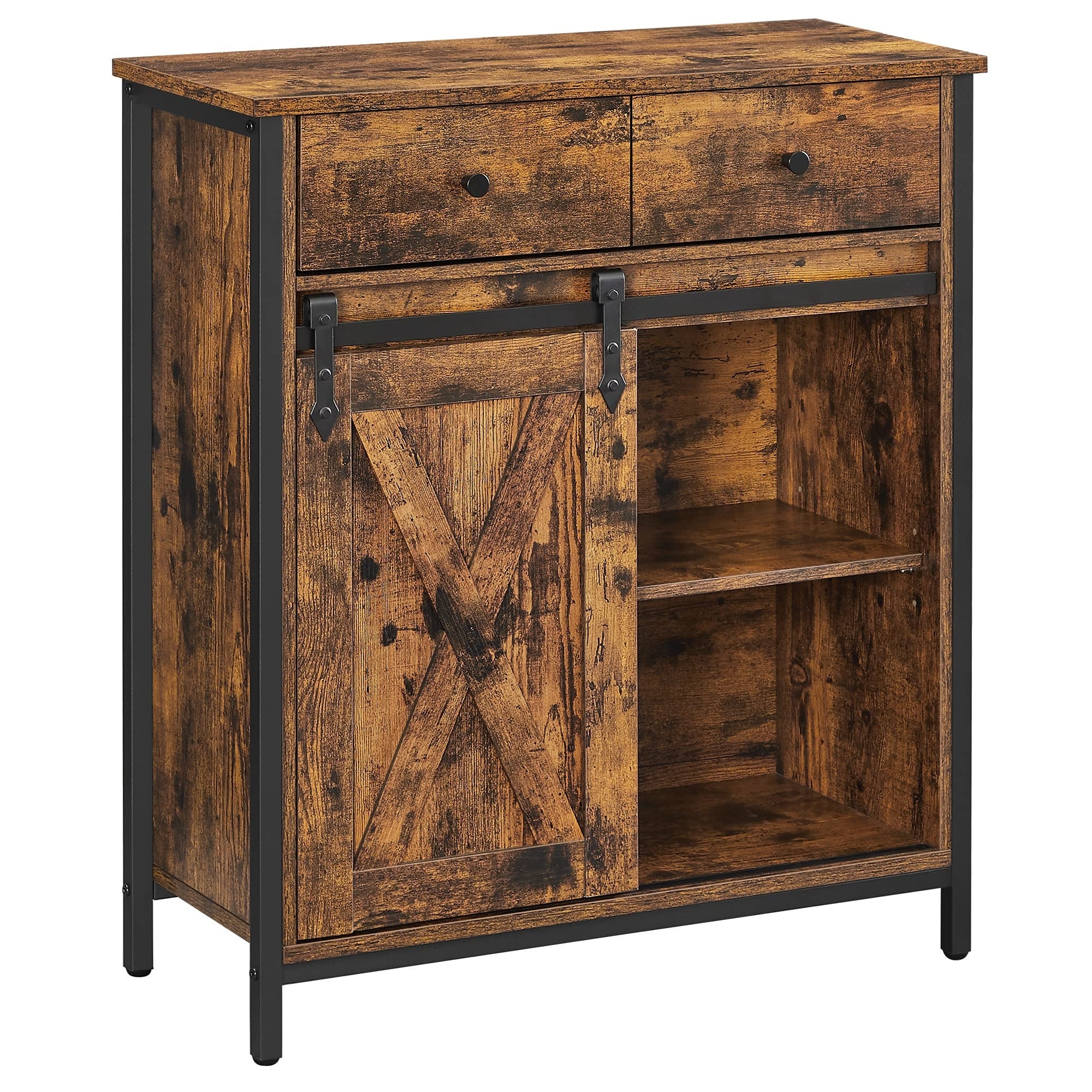 Buffet Cabinet， Floor Sideboard Cupboard Storage Organizer with 1 Drawer and Sliding Barn Door for Living Room Bathroom Hallway - - 37668805 - Mycitystee