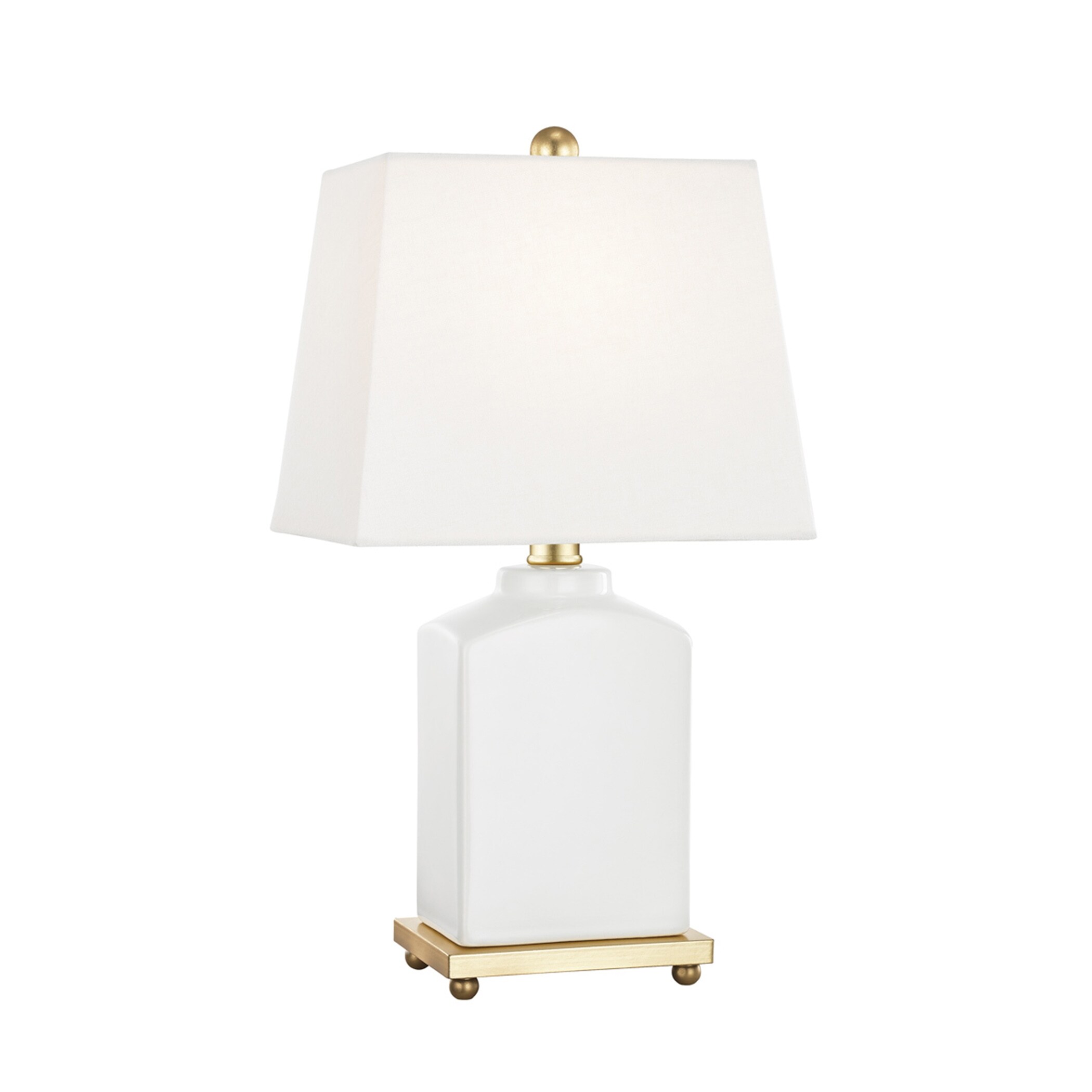 Mitzi by Hudson Valley Brynn Cloud 1-light Table Lamp with Gold Leaf Accents， Off White Linen - Mycitystee