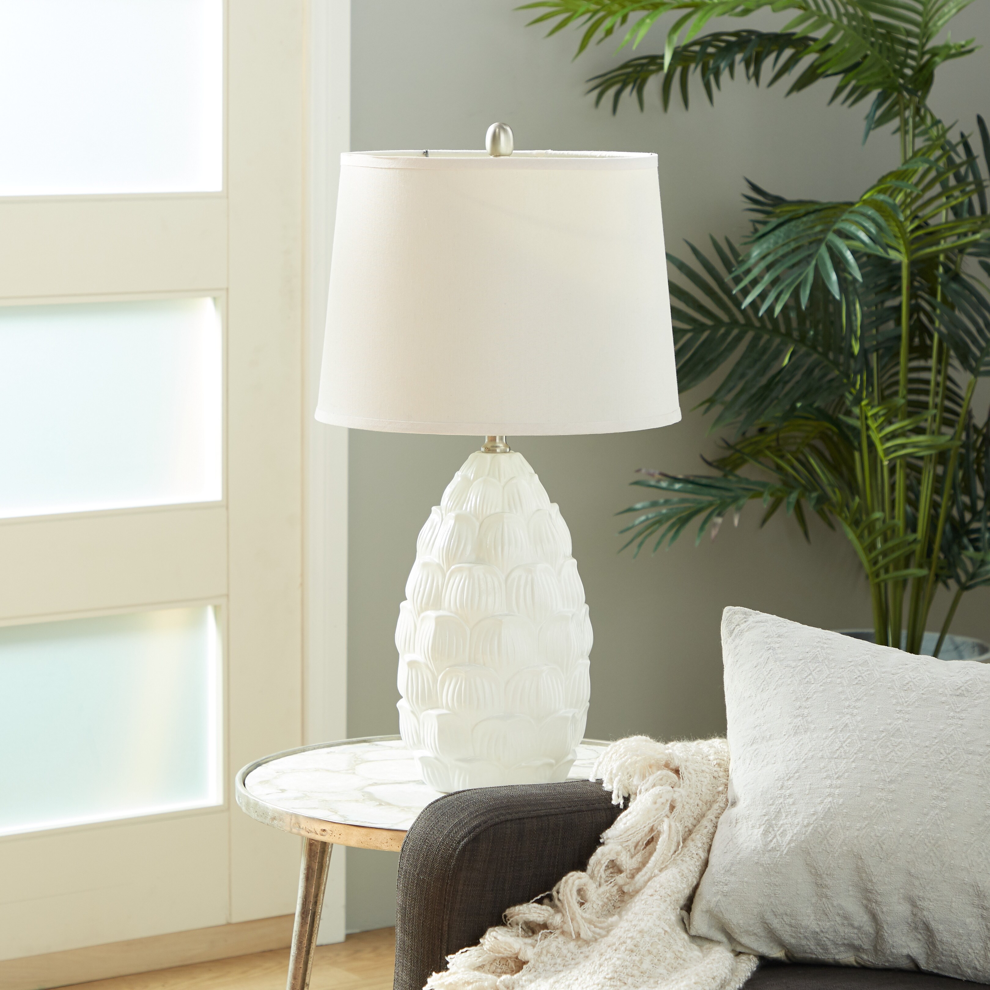 Studio 350 White Polystone Rustic Table Lamp (Set of 2) - 8 x 28 - Mycitystee