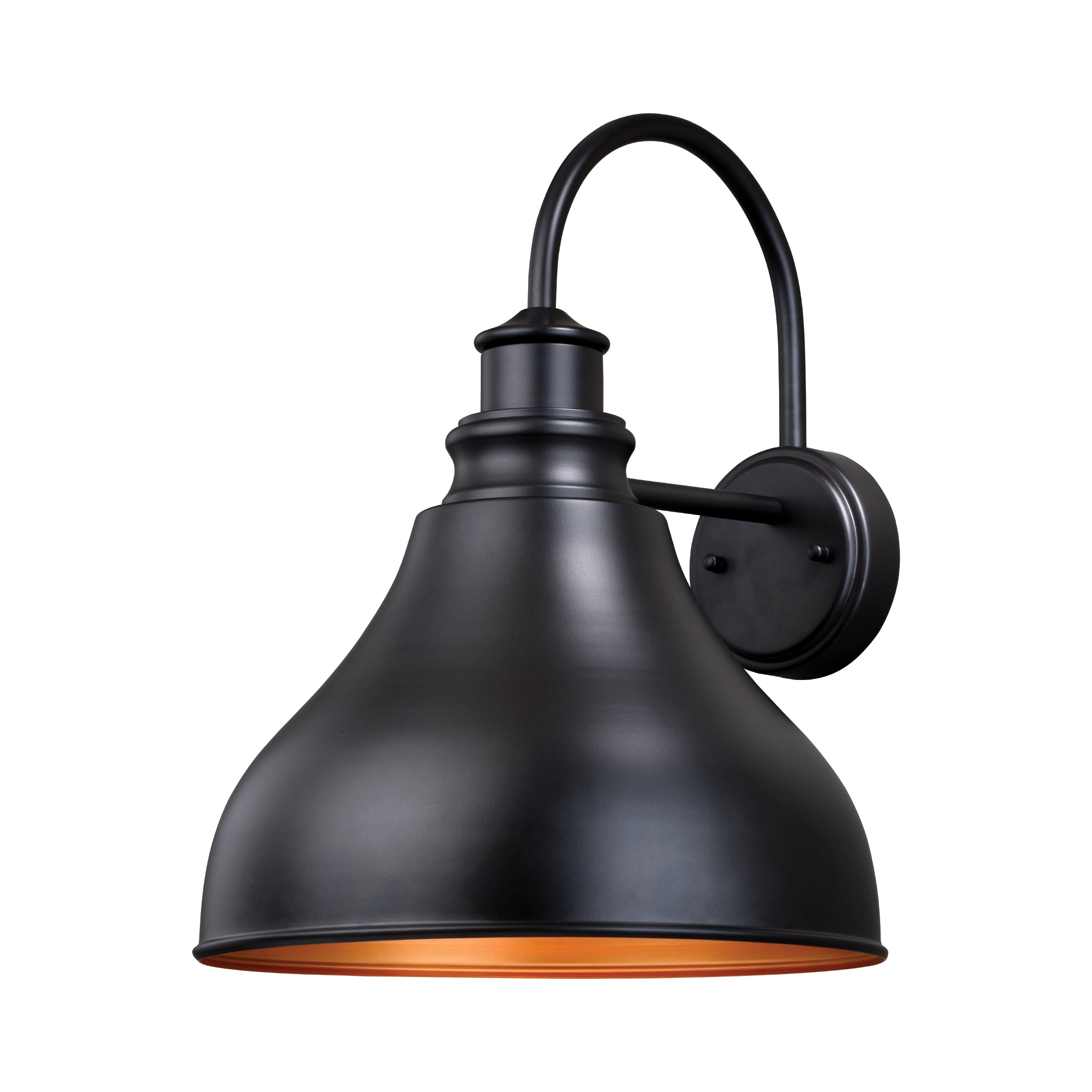 Delano 1 Light Dusk to Dawn Bronze Gold Farmhouse Barn Dome Outdoor Wall Lantern - 13-in W x 17-in H x 15-in D Shopping - The Best Deals on Outdoor Ba - Mycitystee