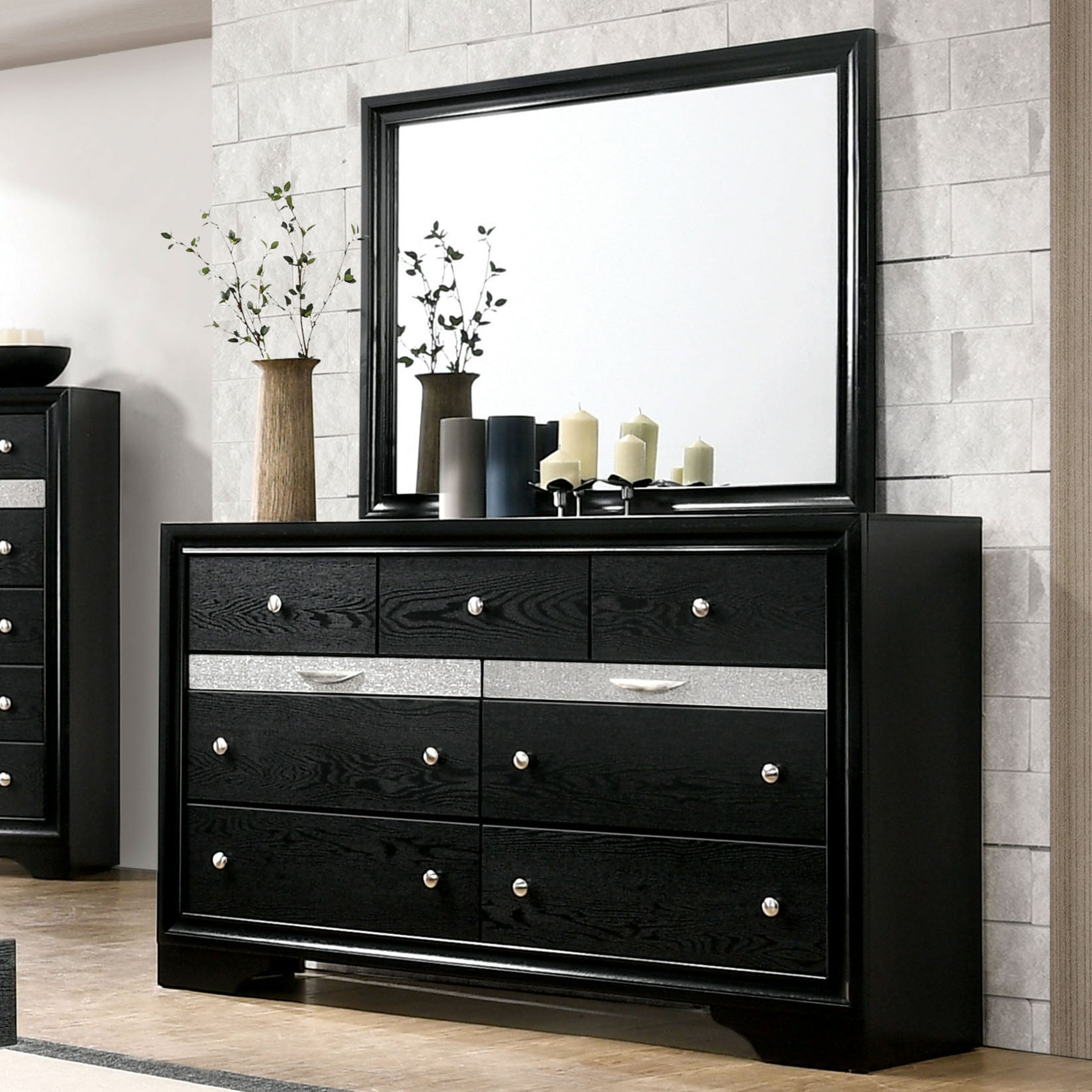 Furniture of America Balistrieri Black 2-piece Dresser and Mirror Set - - 29726578 - Mycitystee