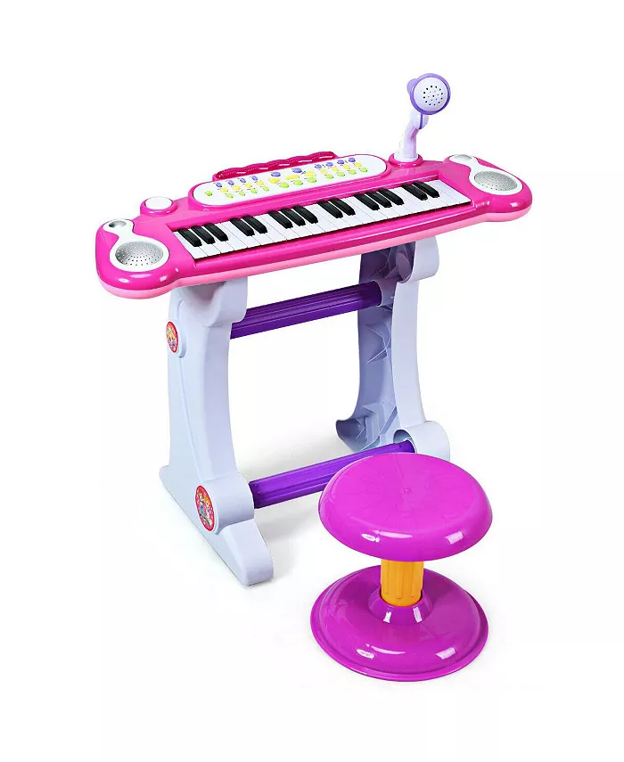 Costway 37 Key Electronic Keyboard Kids Toy Piano MP3 Input with Microphone and Stool - Mycitystee