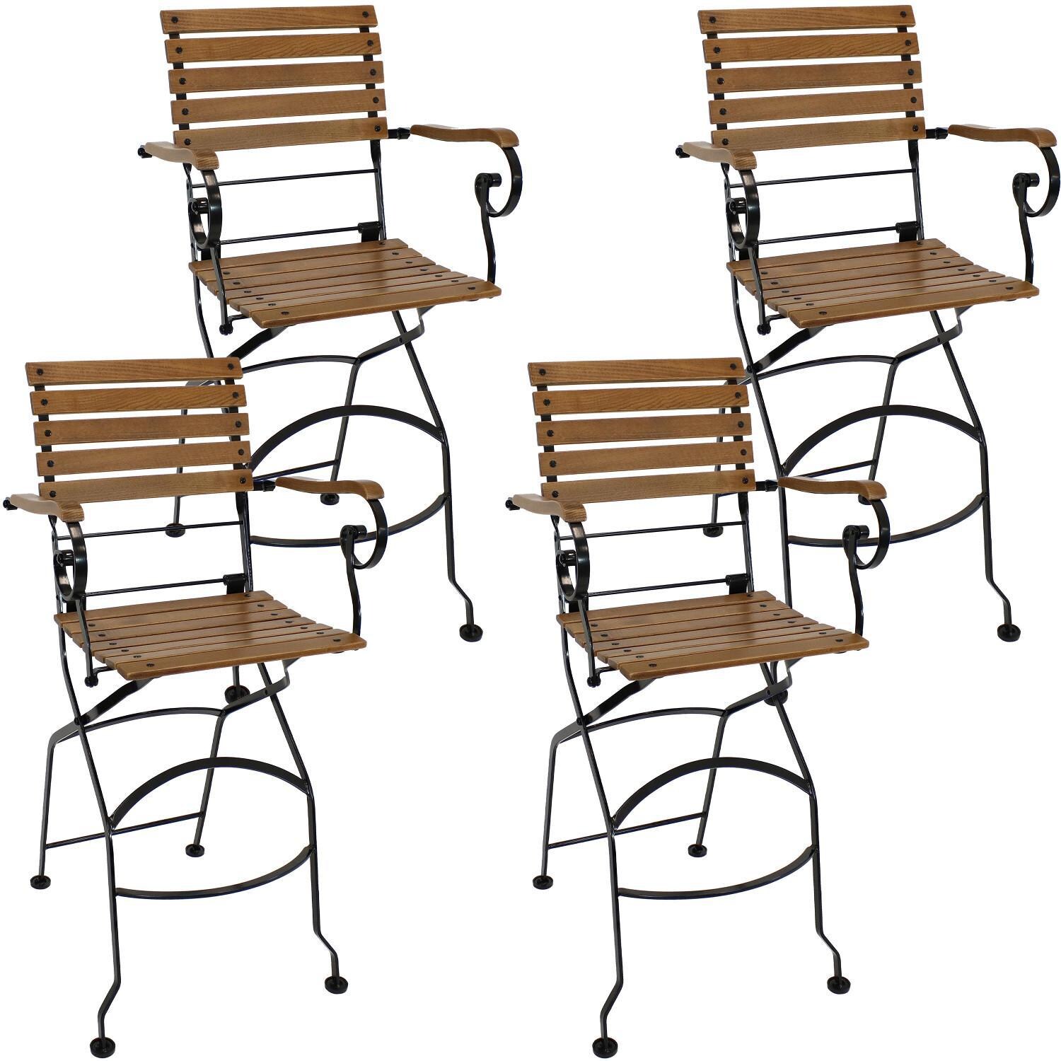 Ultimate Patio Deluxe European 4-Piece Chestnut Folding Bistro Bar Chair Set - Mycitystee
