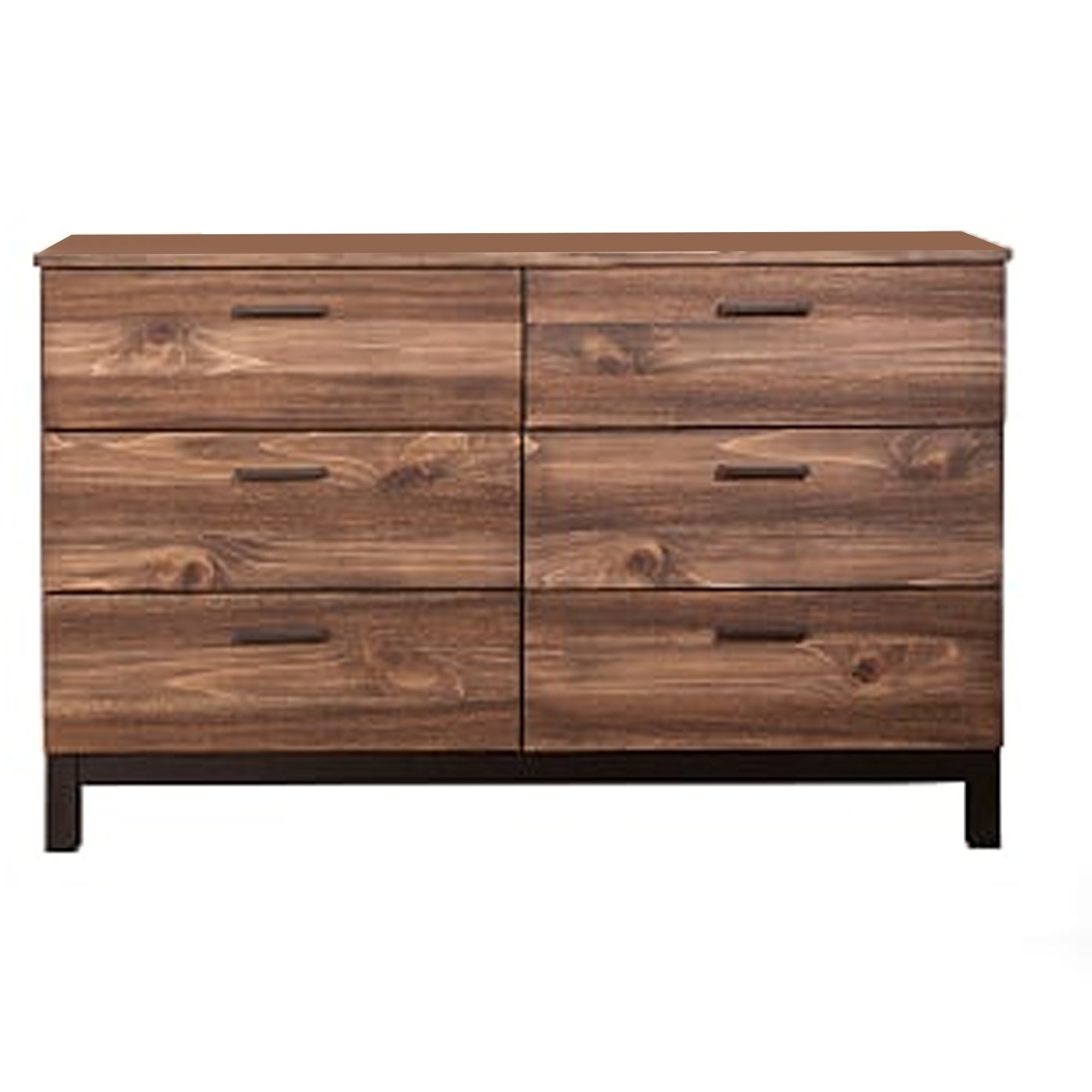 Two Tone Transitional Style Wooden Dresser with 6 Drawers， Brown - - 30438492 - Mycitystee