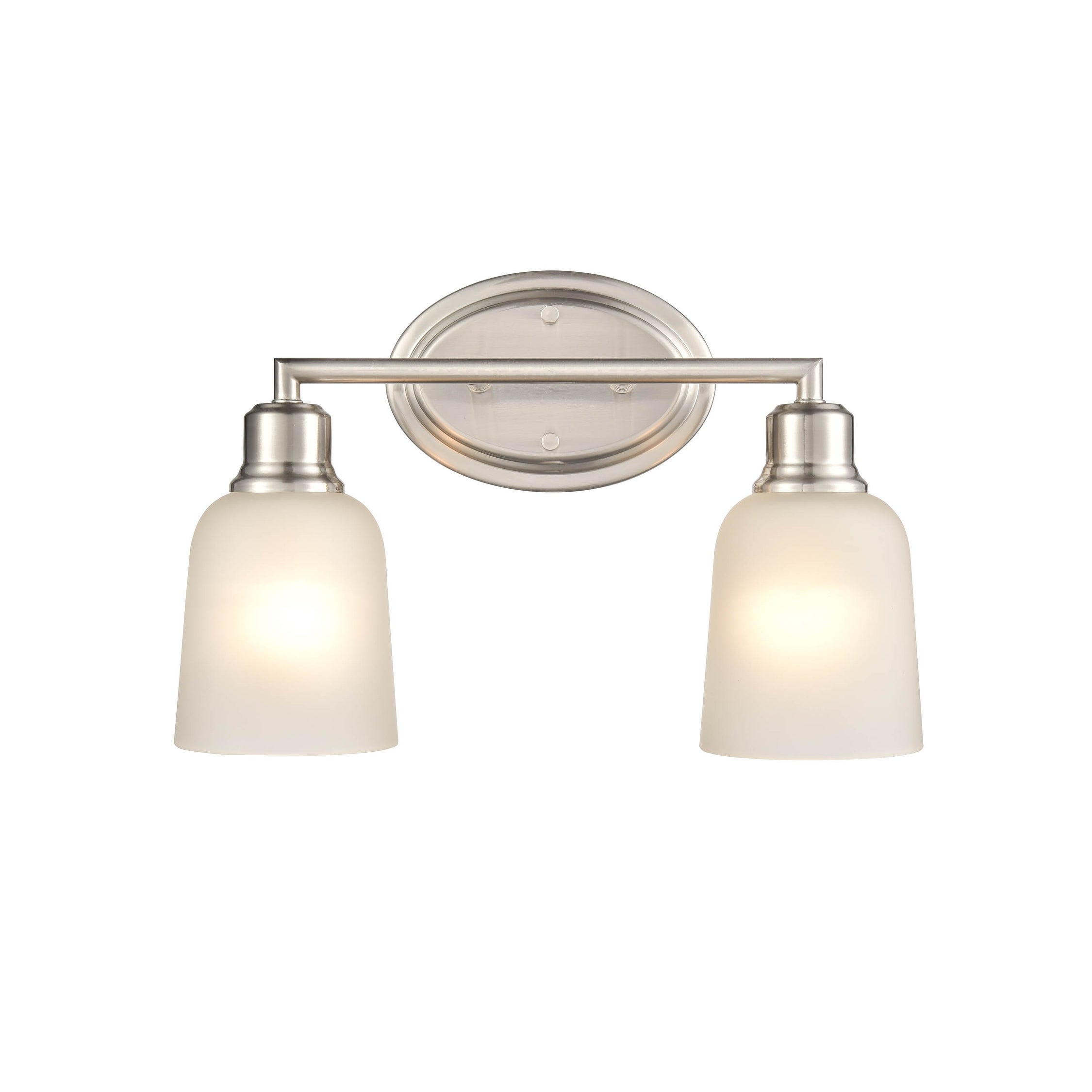 Millennium Lighting Amberle Brushed Nickel or Matte Black 2 Light Bathroom Vanity Fixture with Frosted White Shade - Mycitystee