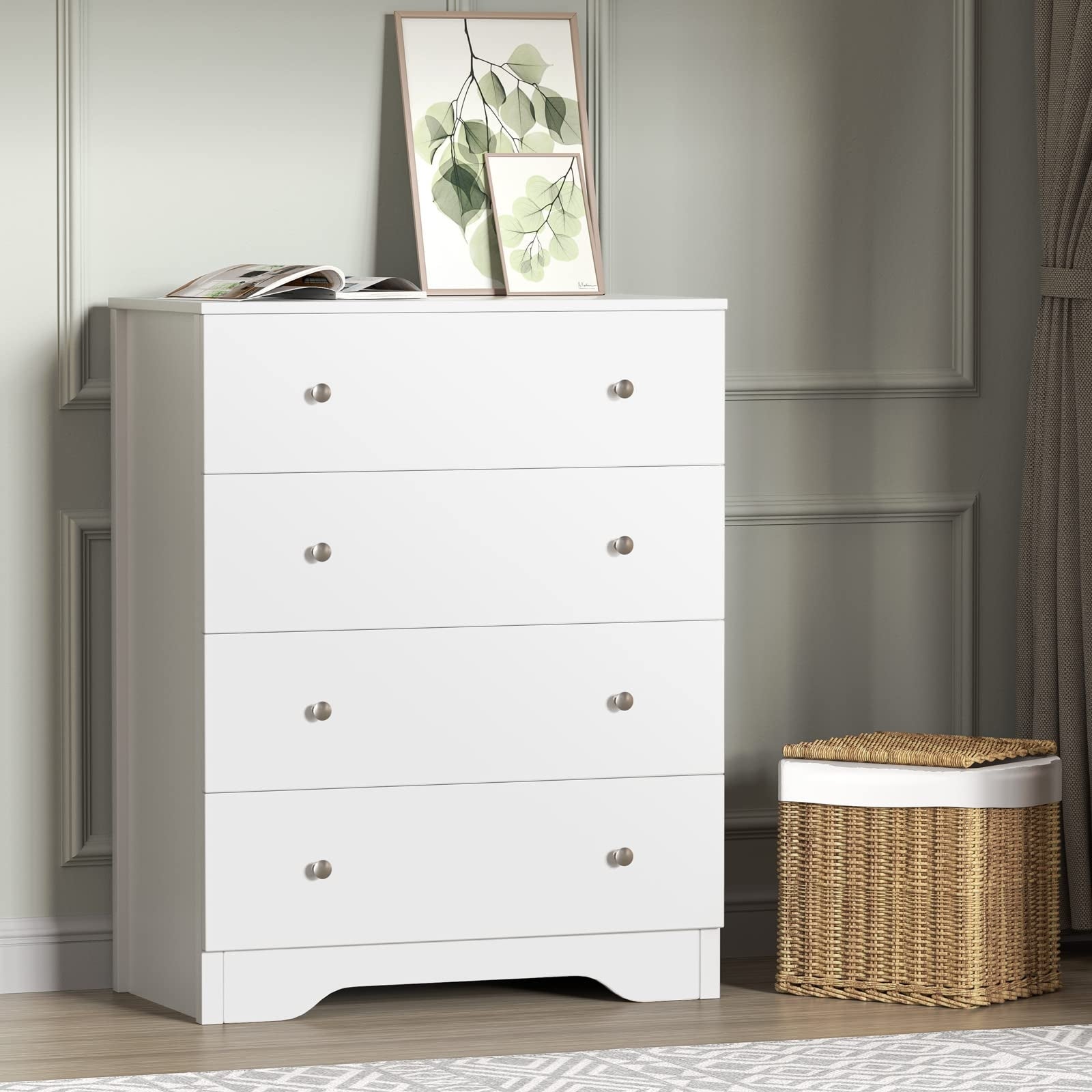 4 Drawer Dresser for Bedroom Chest of Drawers with Wooden Top Tall Storage Cabinet Nightstand for Living Room， - as picture - - 37668695 - Mycitystee