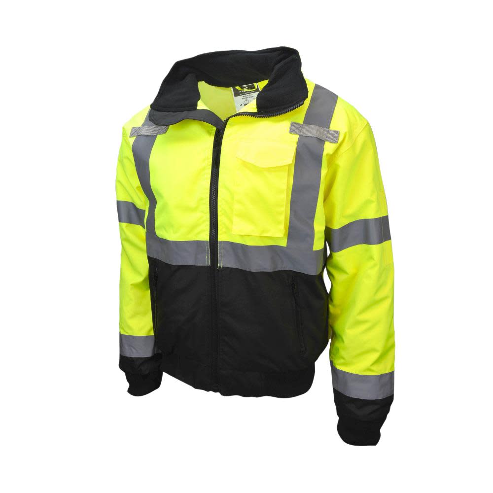 Radians Class 3 Two in One High Visibility Bomber Safety Jacket Green Black Bottom 4X - Mycitystee