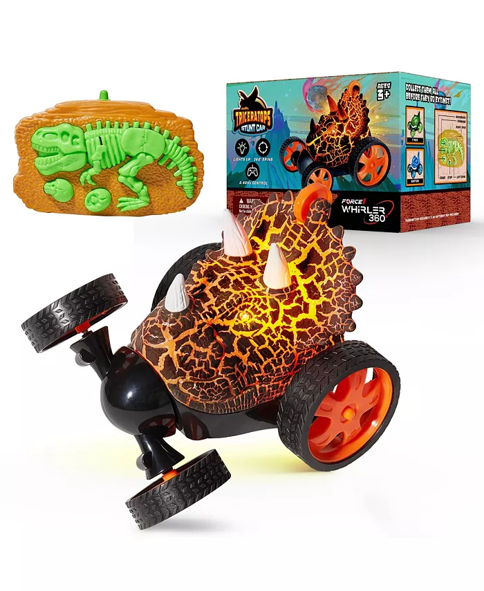 Force1 Dino Whirler Triceratops Stunt Car Mini RC Car for Kids - Mycitystee