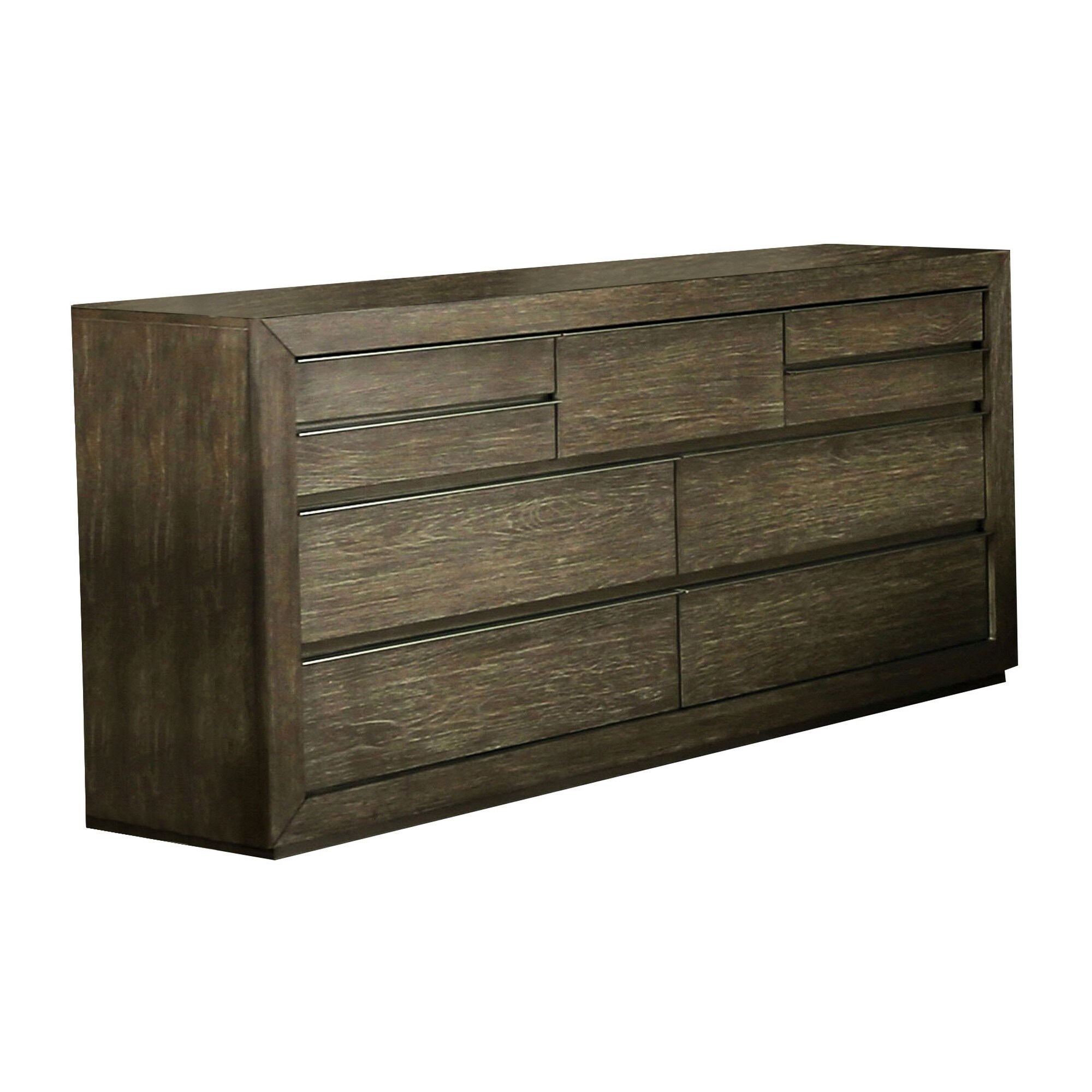 72 Inches 9 Drawer Wooden Dresser with Recessed Pulls， Brown - - 32904451 - Mycitystee