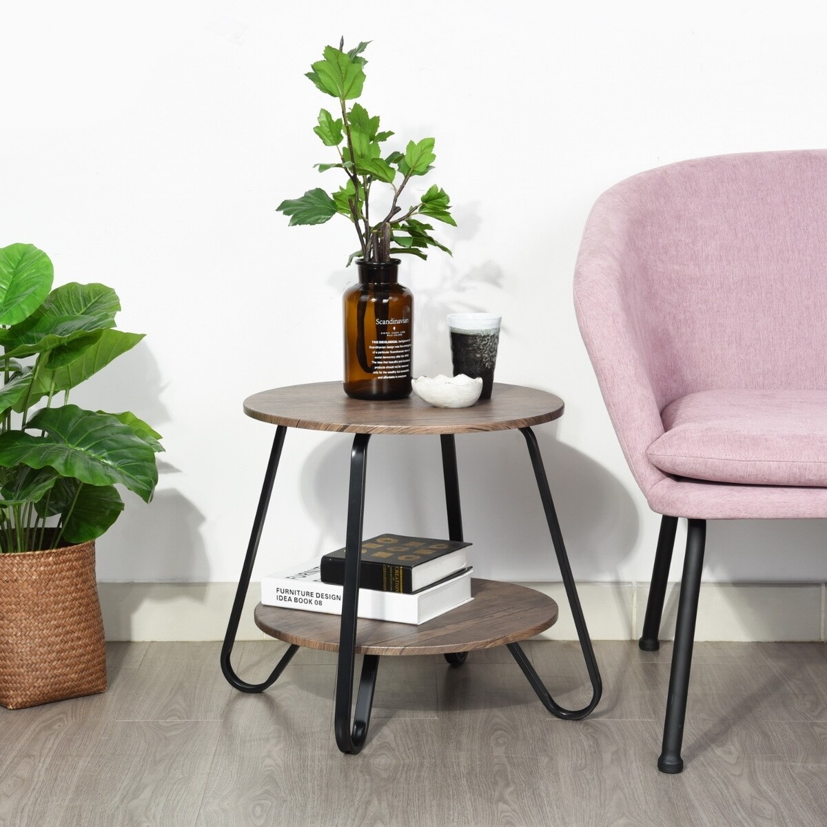 Small Round End Table with Storage - Mycitystee