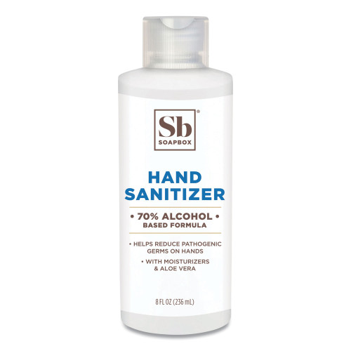 Soapbox Gel Hand Sanitizer， 8 oz Bottle with Dispensing Cap， Unscented， 24/Carton (77141CT) - Mycitystee