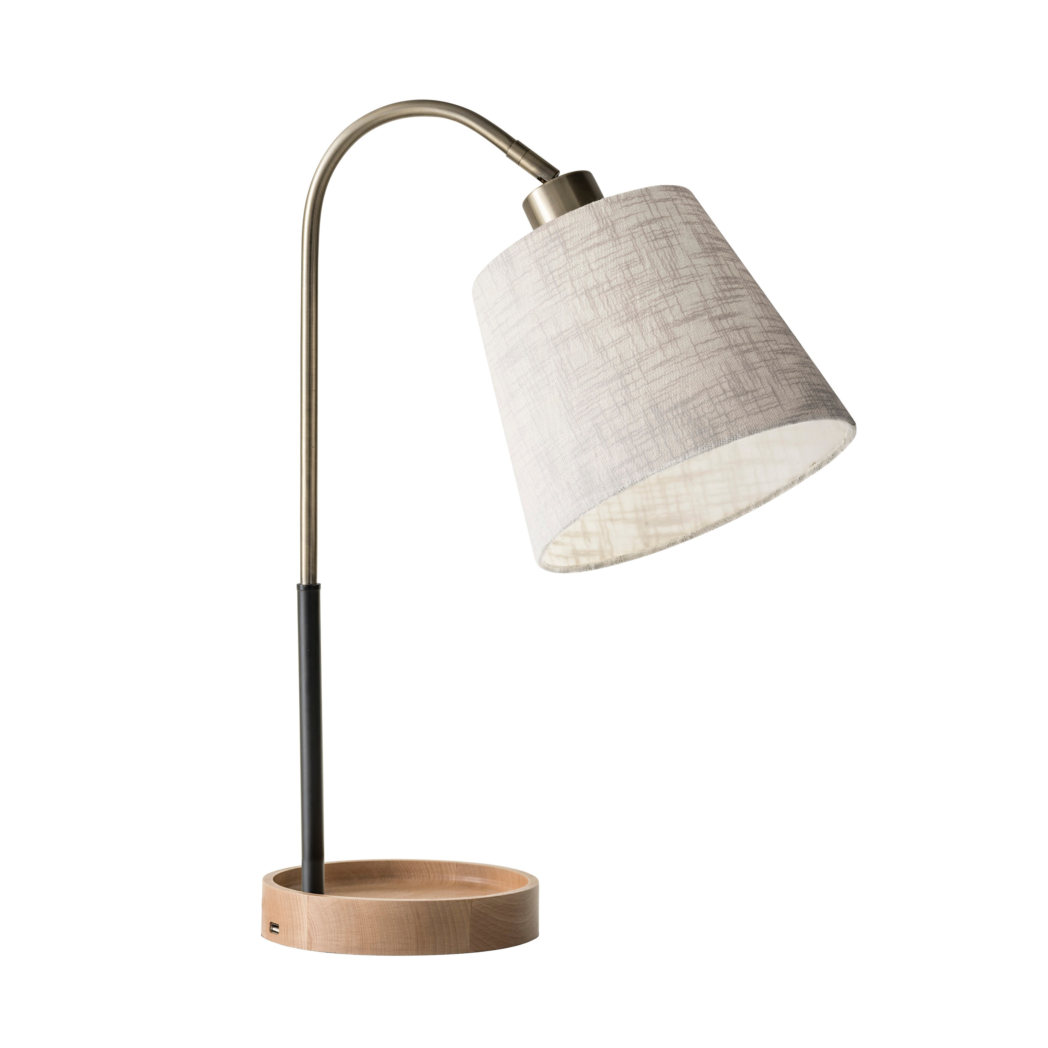 Adesso Jeffrey Natural Rubber Wood USB Table Lamp - Mycitystee