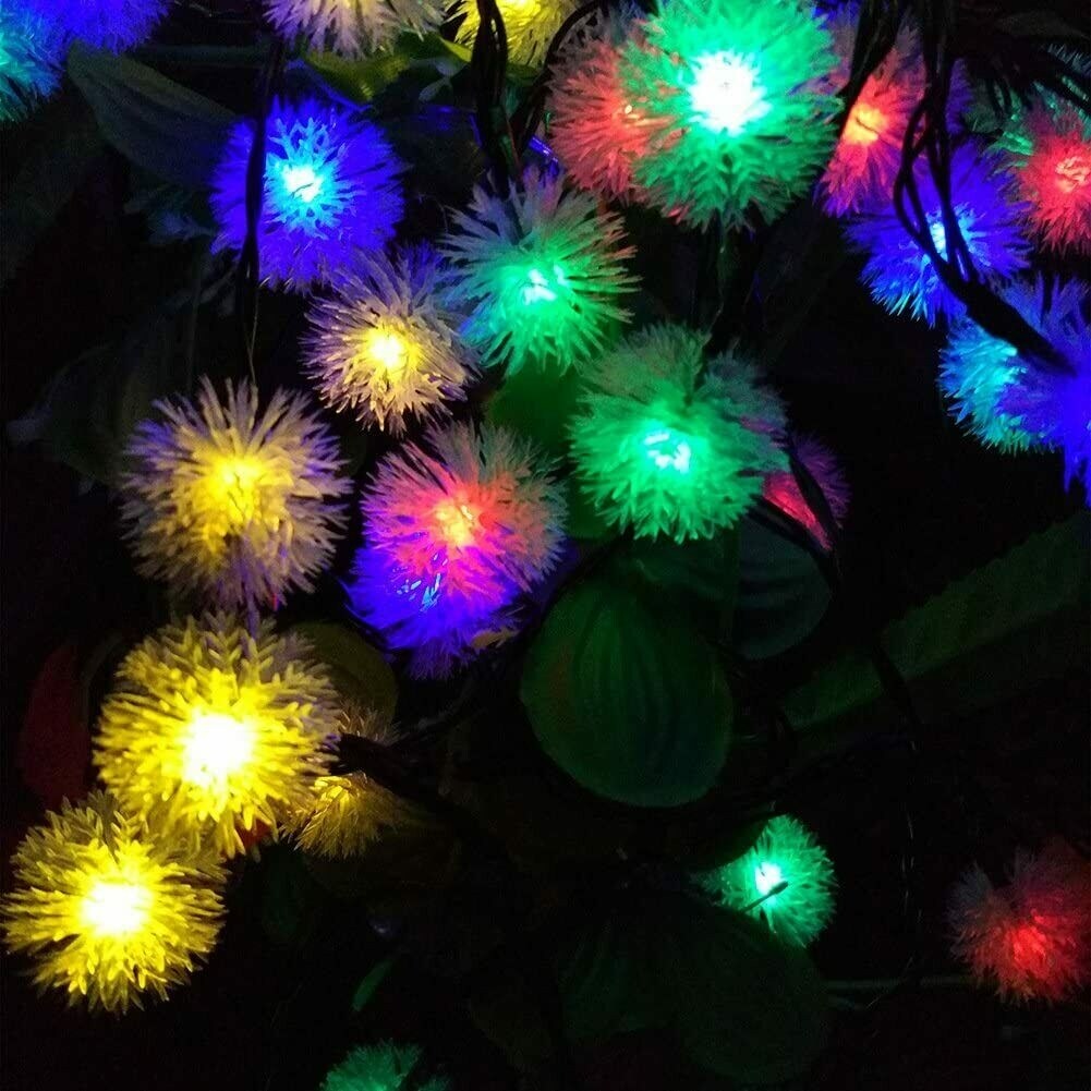 21ft 30LED Snow Ball Solar String Lights 8-Mode Fairy Globe Light - Mycitystee