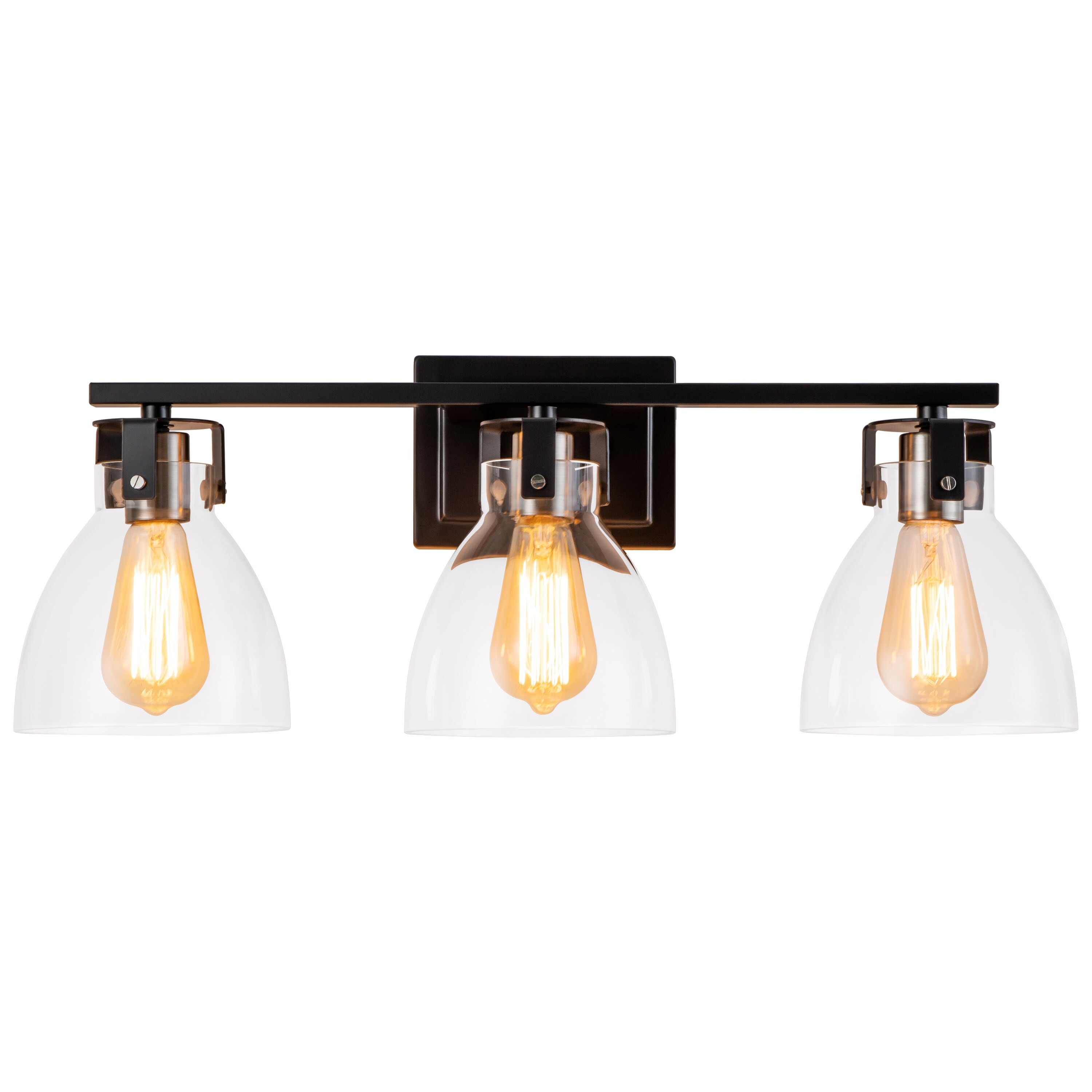 3-Light 24.5in Black Vanity Light with Clear Dome Glass Shade - Mycitystee