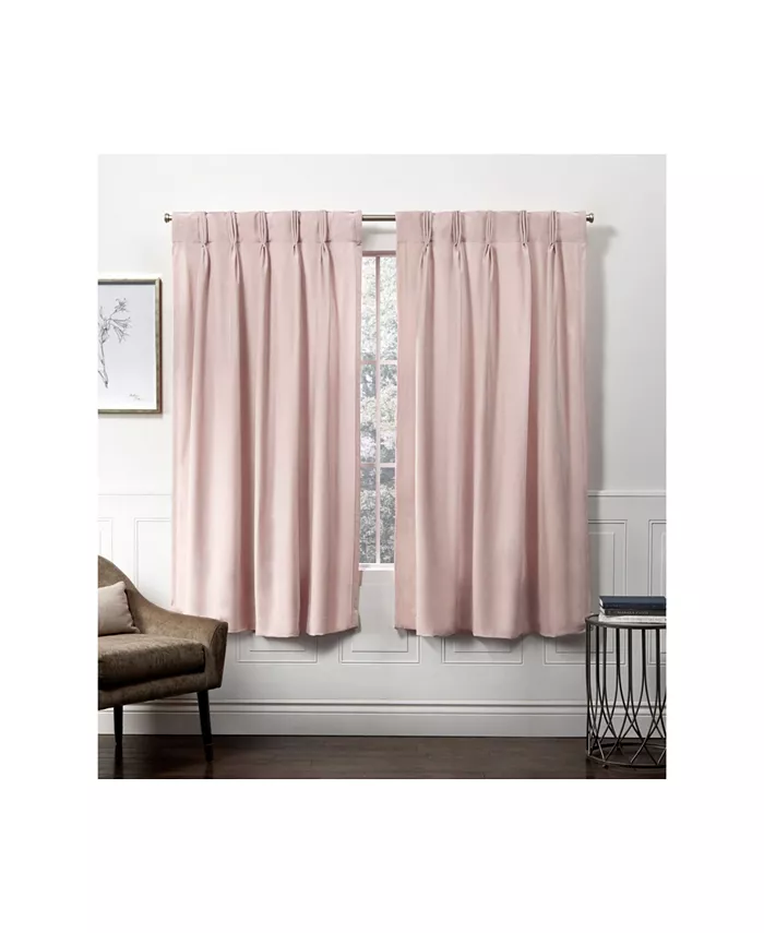 Exclusive Home Curtains Velvet Heavyweight Pinch Pleat Curtain Panel Pair， 27