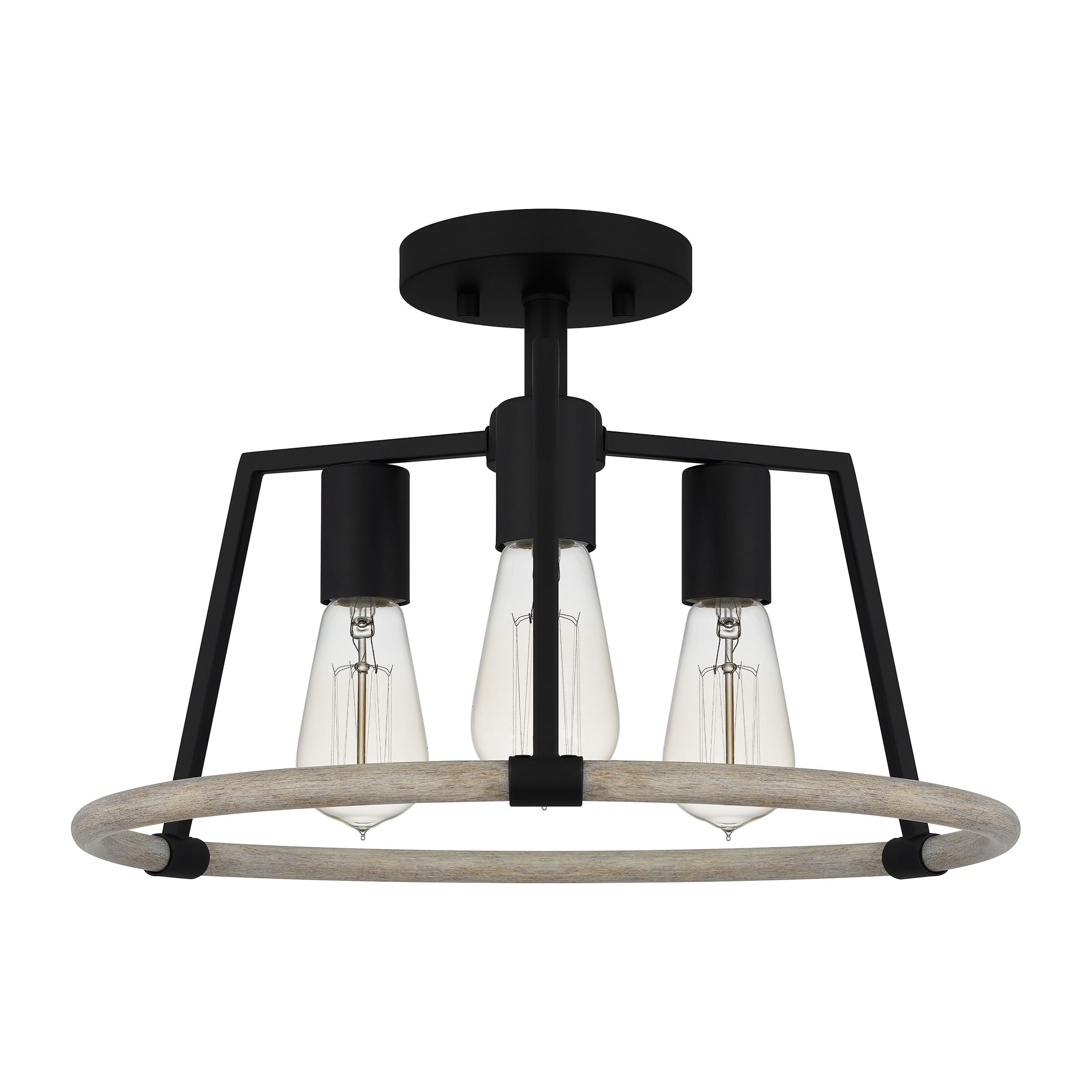 Tippet 3-Light Matte Black Semi-Flush Mount - Mycitystee