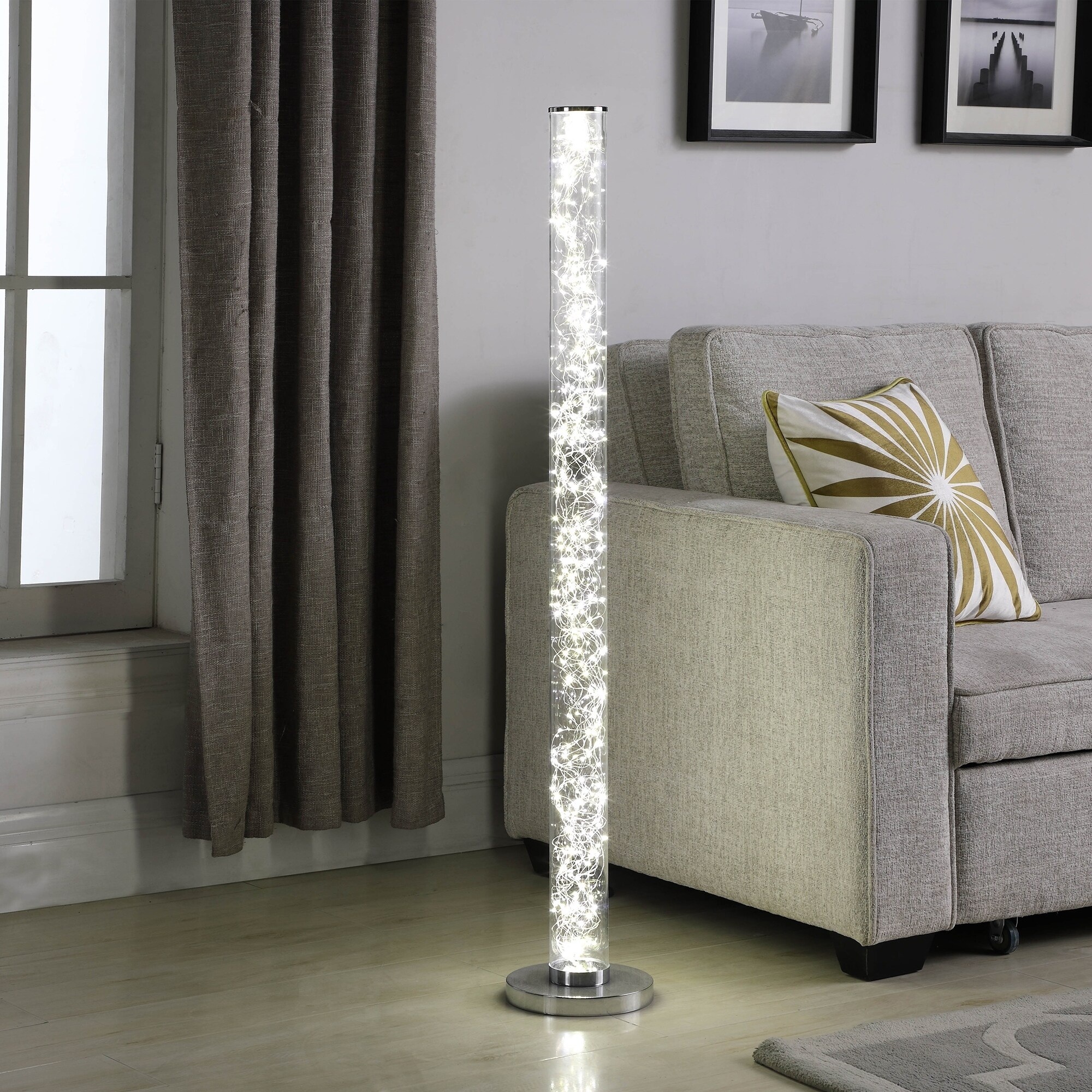 49 In. Exposed Rope LED Minari Clear Column Floor Lamp - Mycitystee
