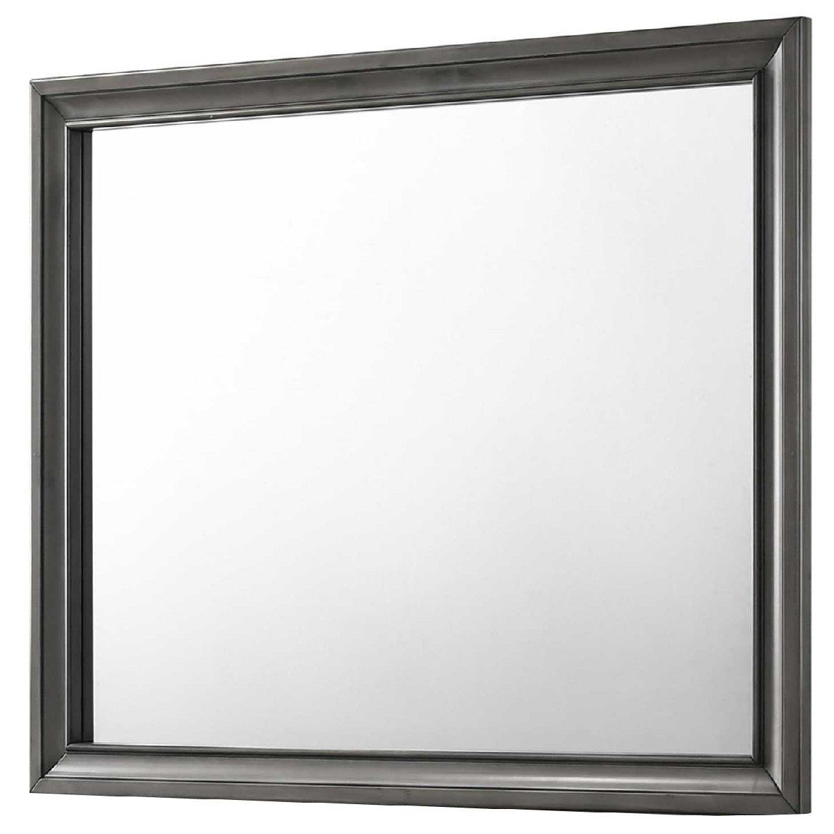 Molded Wooden Frame Dresser Top Mirror， Gray and Silver - - 31102040 - Mycitystee