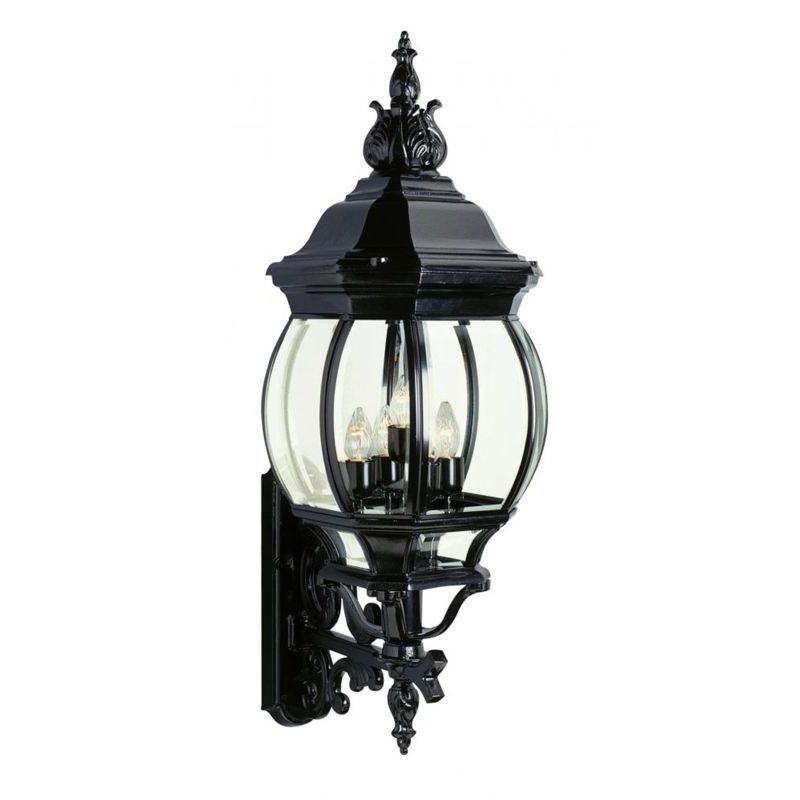 GuisseppeImports 4052 BK Four Light Wall Lantern Francisco Black - Exact Size Shopping - The Best Deals on Outdoor Wall Lanterns | 17174718 - Mycitystee